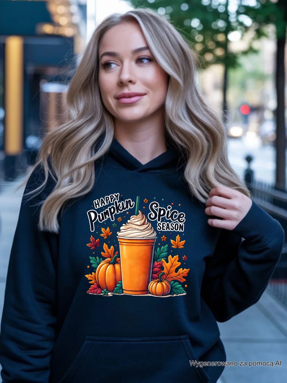 Bluza damska z kapturem jesieniara - Pumpkin Spice - kawa dyniowa JS02