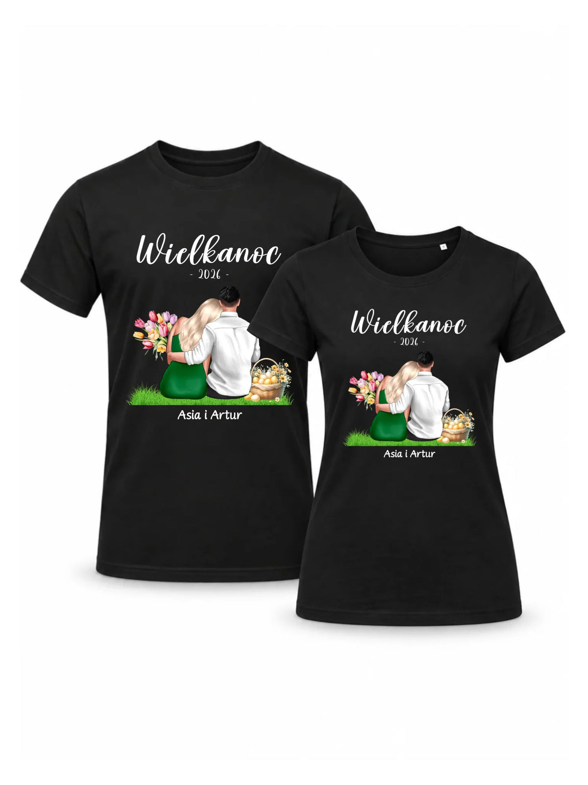 Zestaw koszulek na Wielkanoc dla par - personalizowany WN36