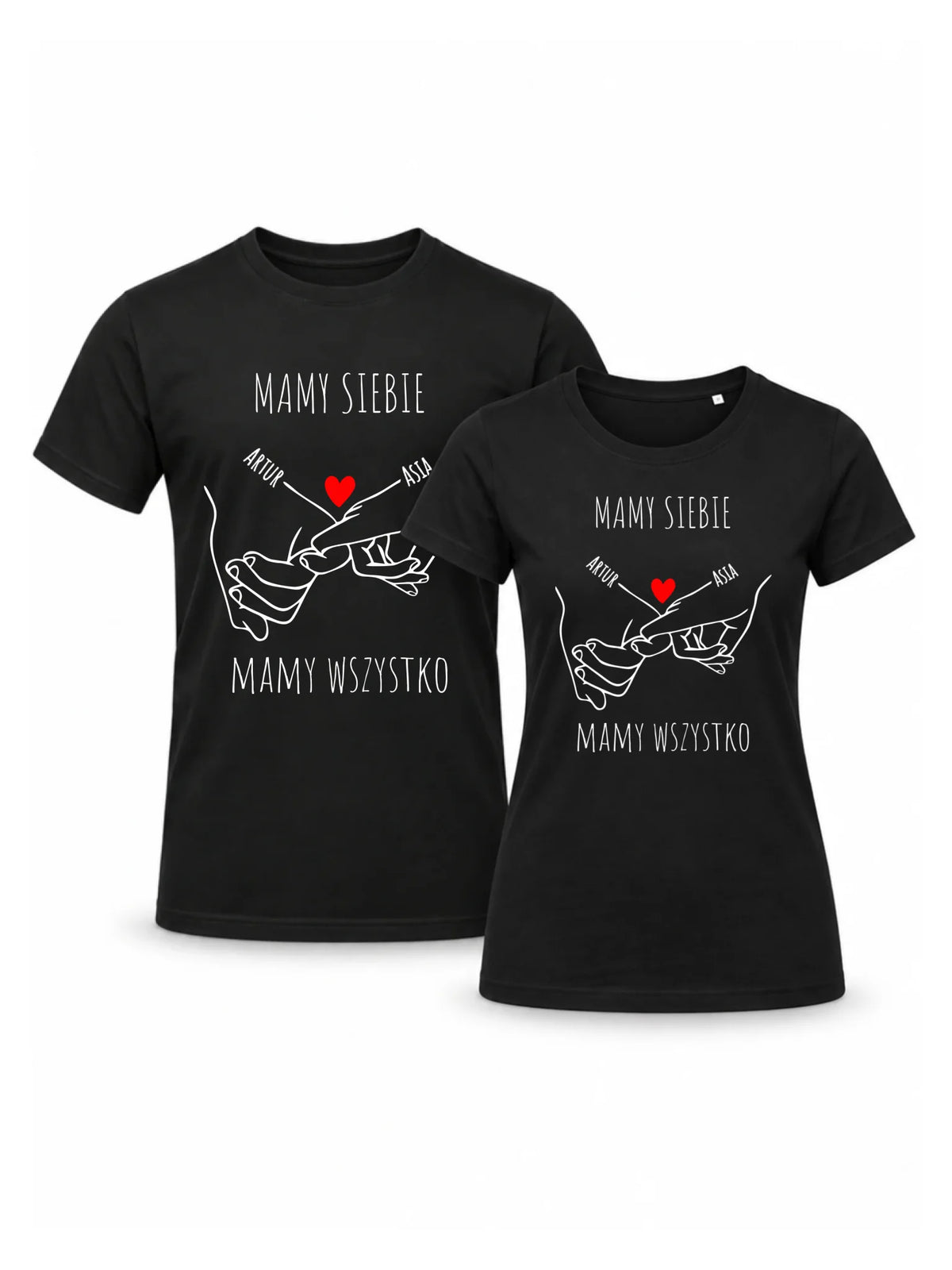 Zestaw koszulek dla par - Zaplecione ręce mamy siebie mamy wszystko - personalizowany W63