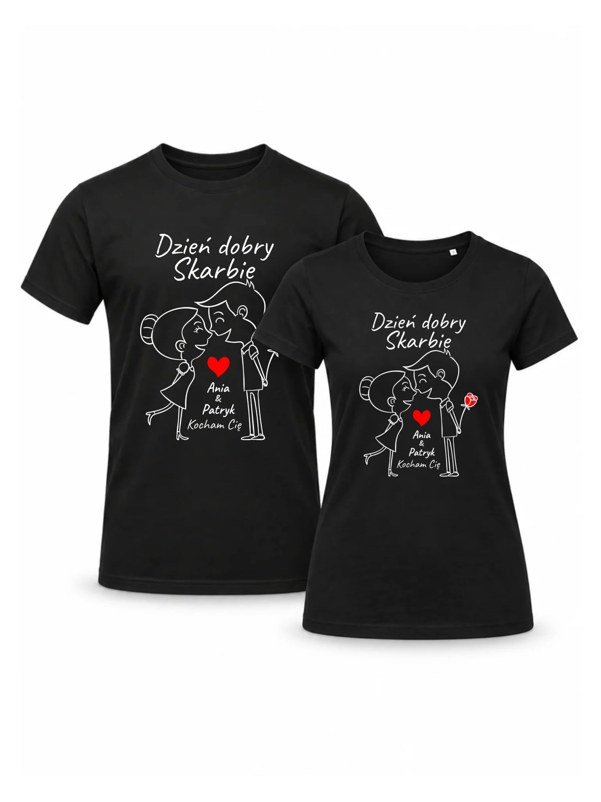 Zestaw koszulek dla par - Dzień dobry Skarbie - personalizowany W15