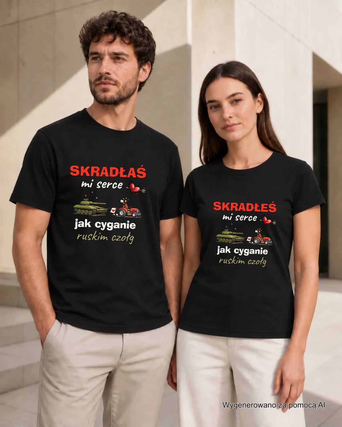 Zestaw koszulek dla par - Skradłeś/aś mi serce jak cyganie ruskim czołg W76