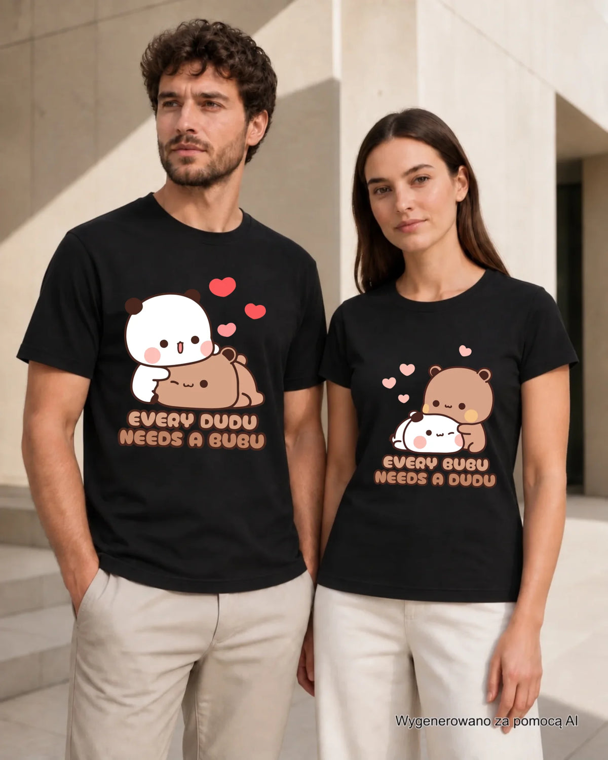 Zestaw koszulek dla par - Every Dudu needs a Bubu  W32