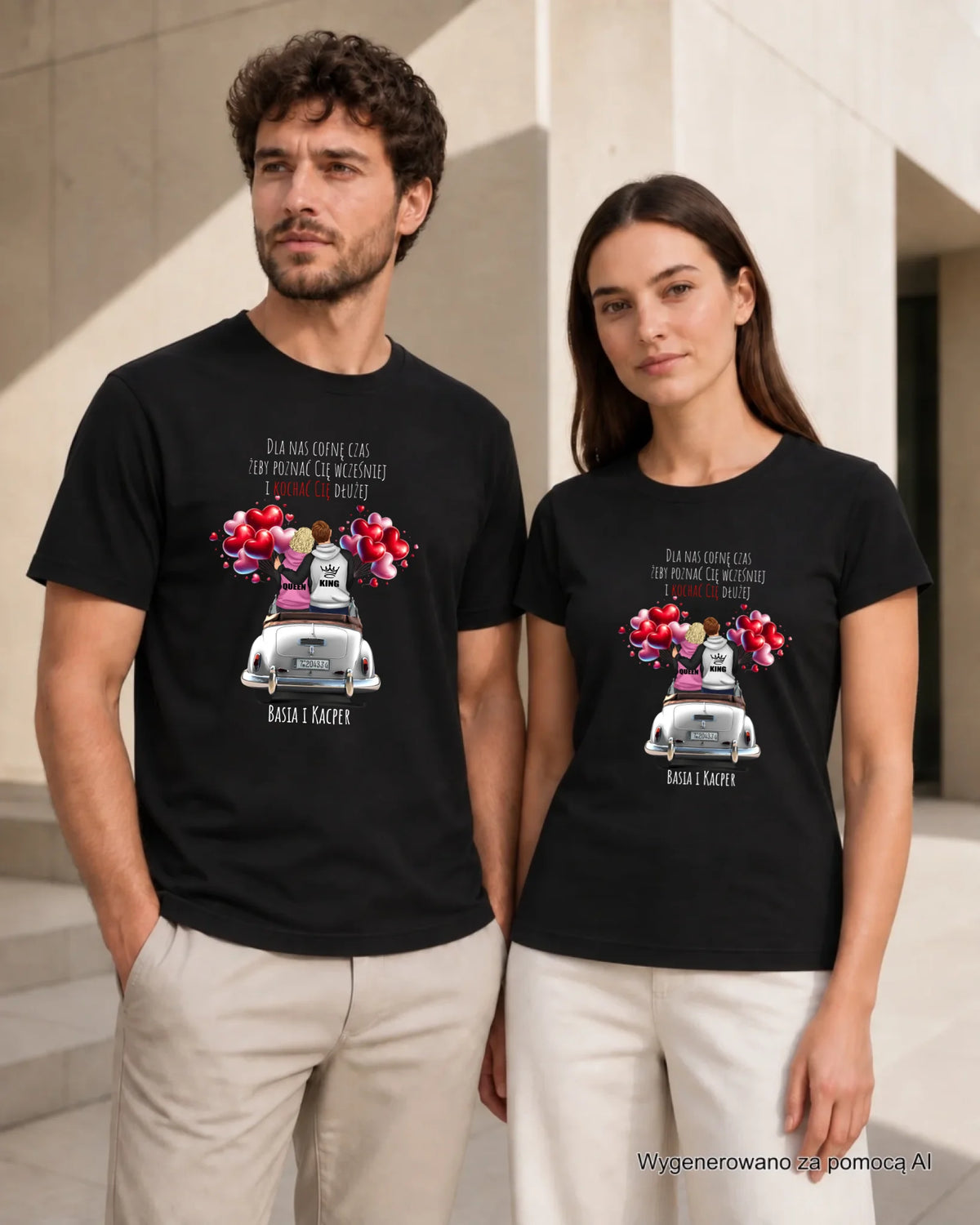 Zestaw koszulek dla par - Dla nas cofnę czas - personalizowany W08
