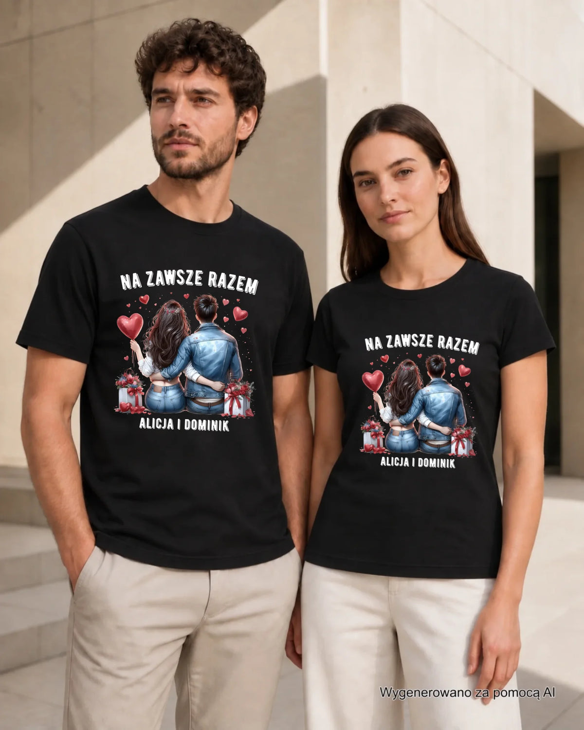 Zestaw koszulek dla par - Na zawsze razem - personalizowany W07