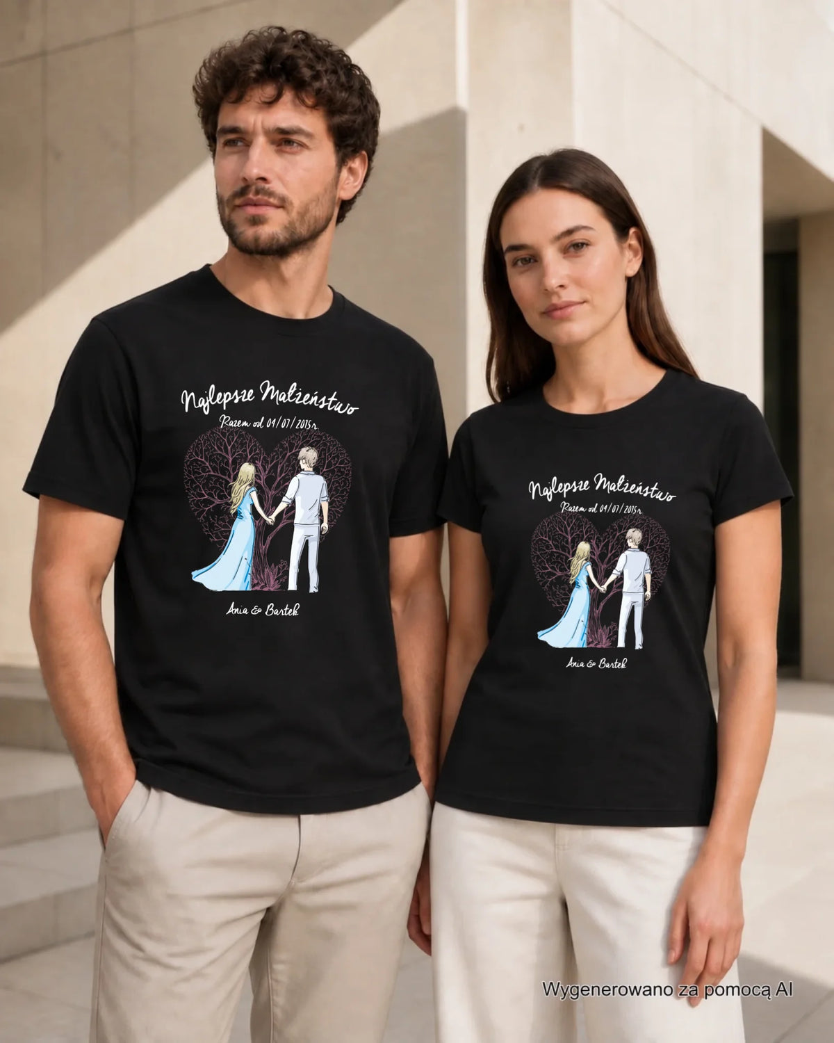 Zestaw koszulek dla par - Najlepsze małżeństwo - personalizowany W03