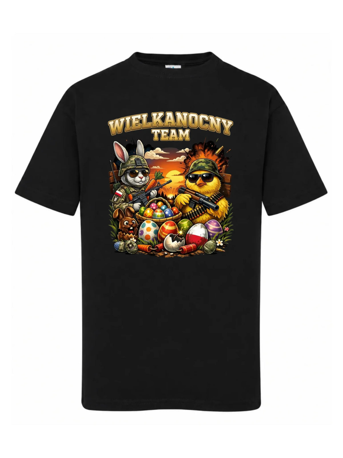 Koszulka dziecięca na Wielkanoc - Kurczak i zając armia Wielkanocny Team WN37