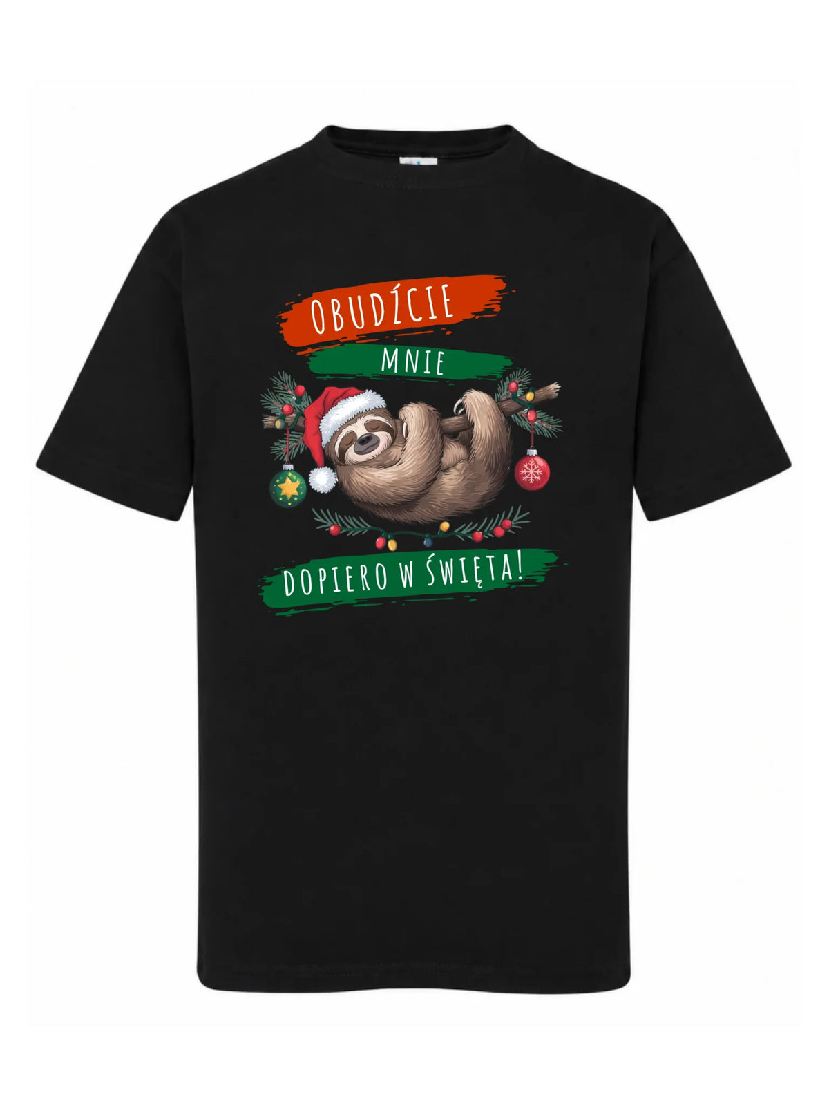 Koszulka dziecięca świąteczna - Leniwiec - Obudźcie mnie dopiero w święta BN02