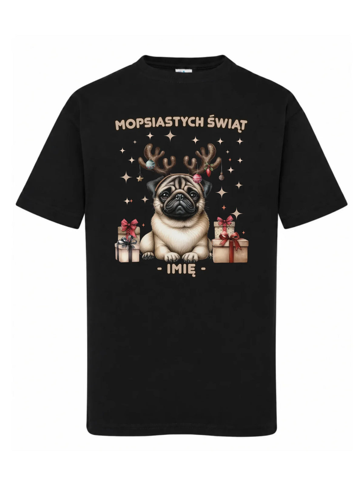 Koszulka dziecięca świąteczna - Mops Mopsiastych świąt - personalizowana BN91