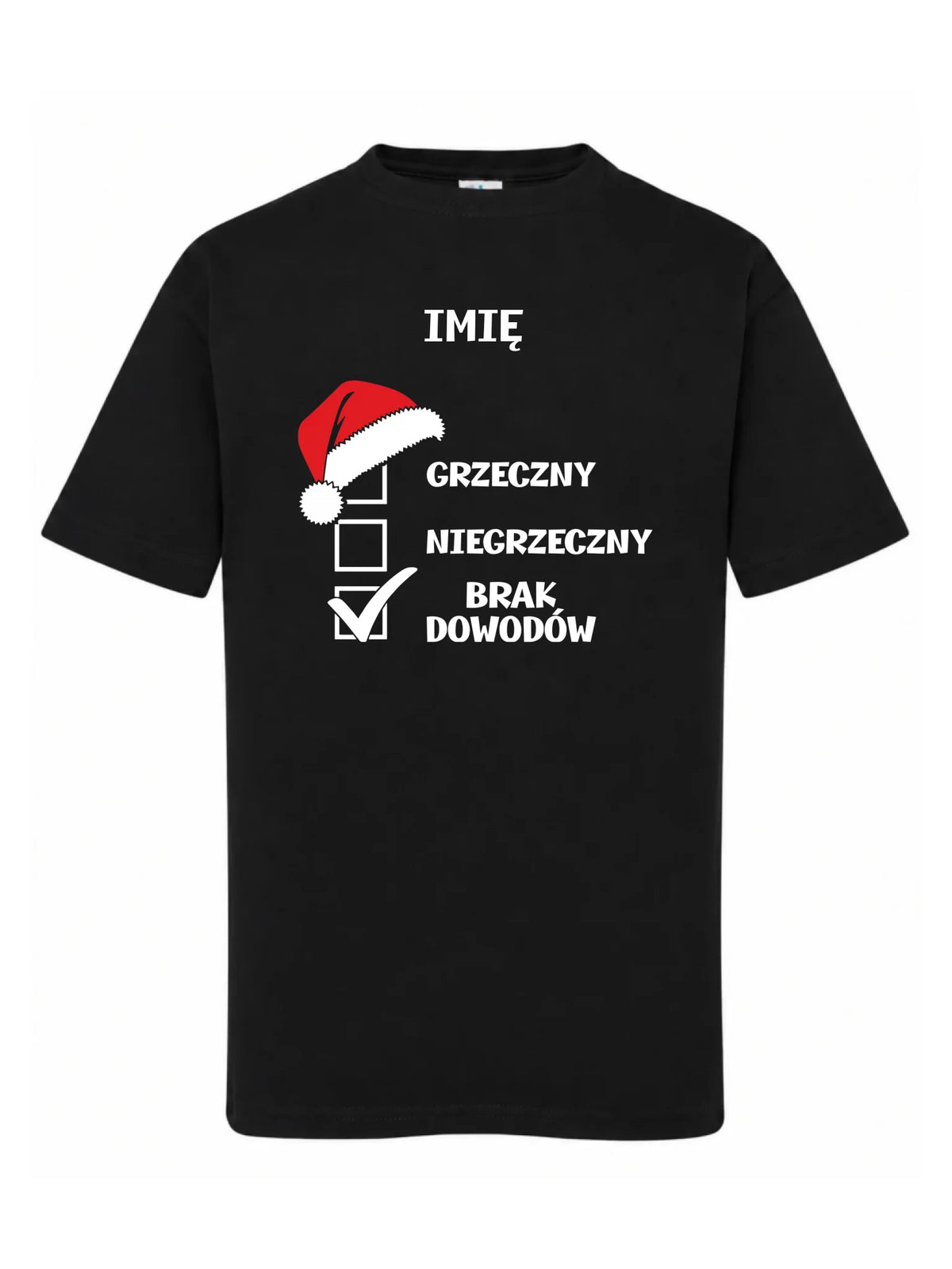 Koszulka dziecięca świąteczna dla chłopca - Grzeczny niegrzeczny brak dowodów - personalizowana BN99