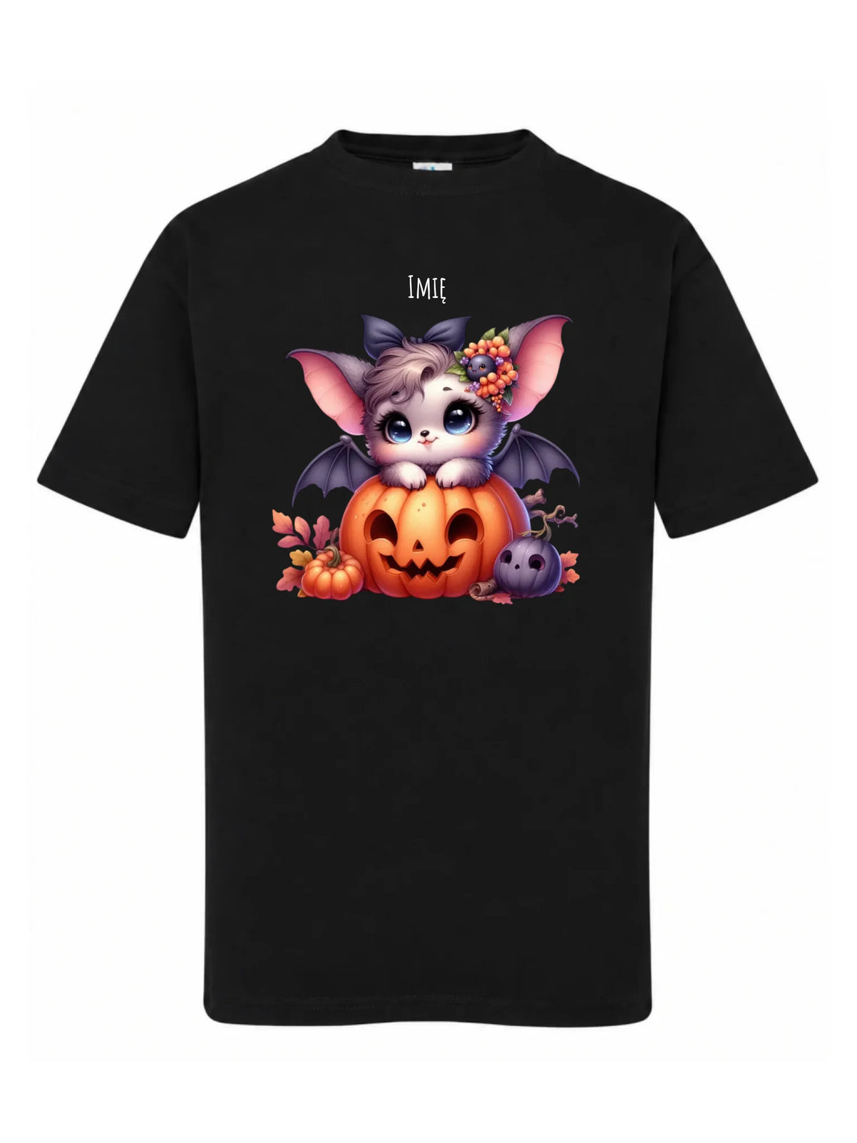 Koszulka dziecięca halloweenowa - Uroczy nietoperz z dynią - personalizowana HL08