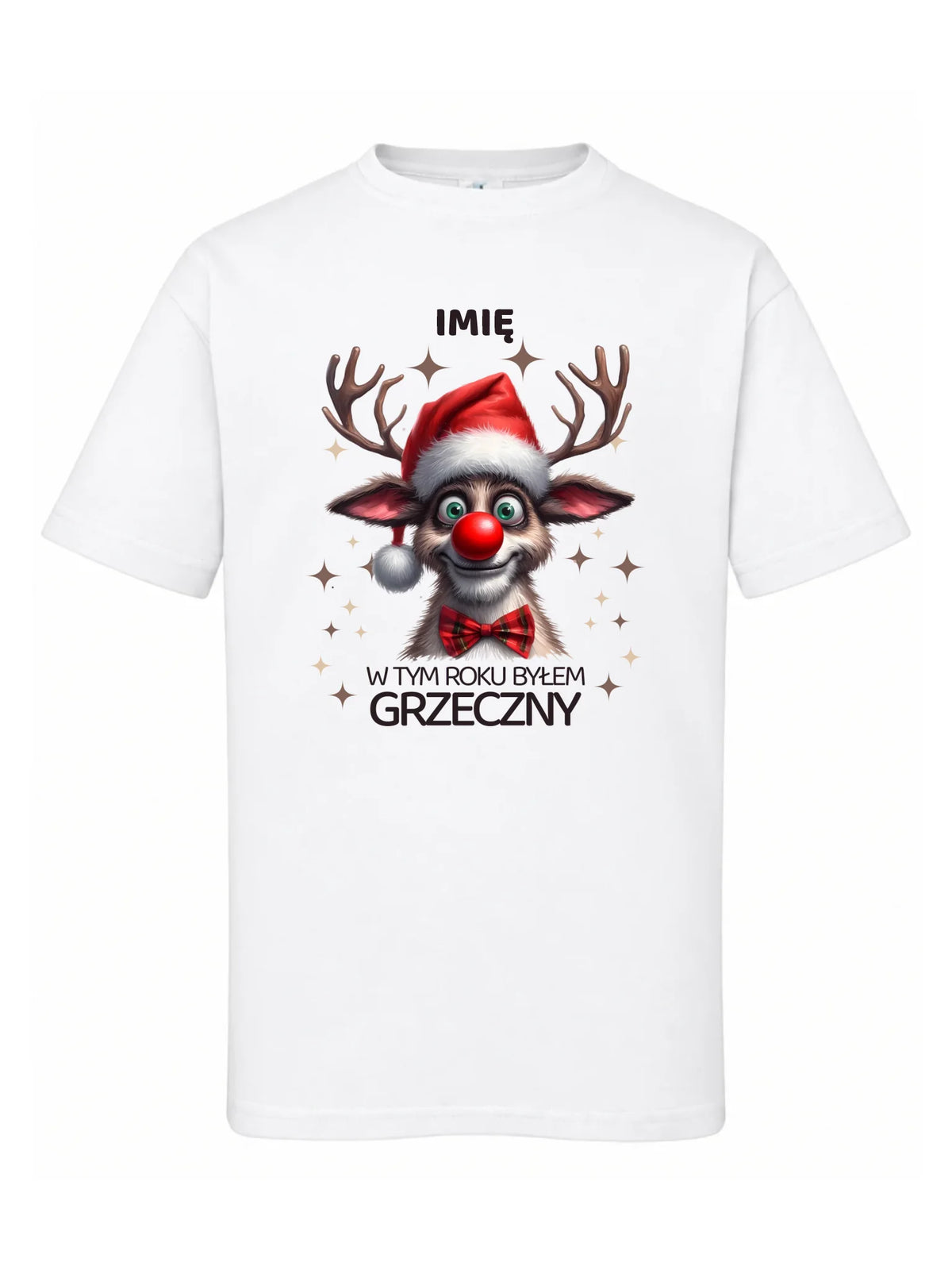 Koszulka dziecięca świąteczna - Renifer W tym roku byłem grzeczny - personalizowana BN96