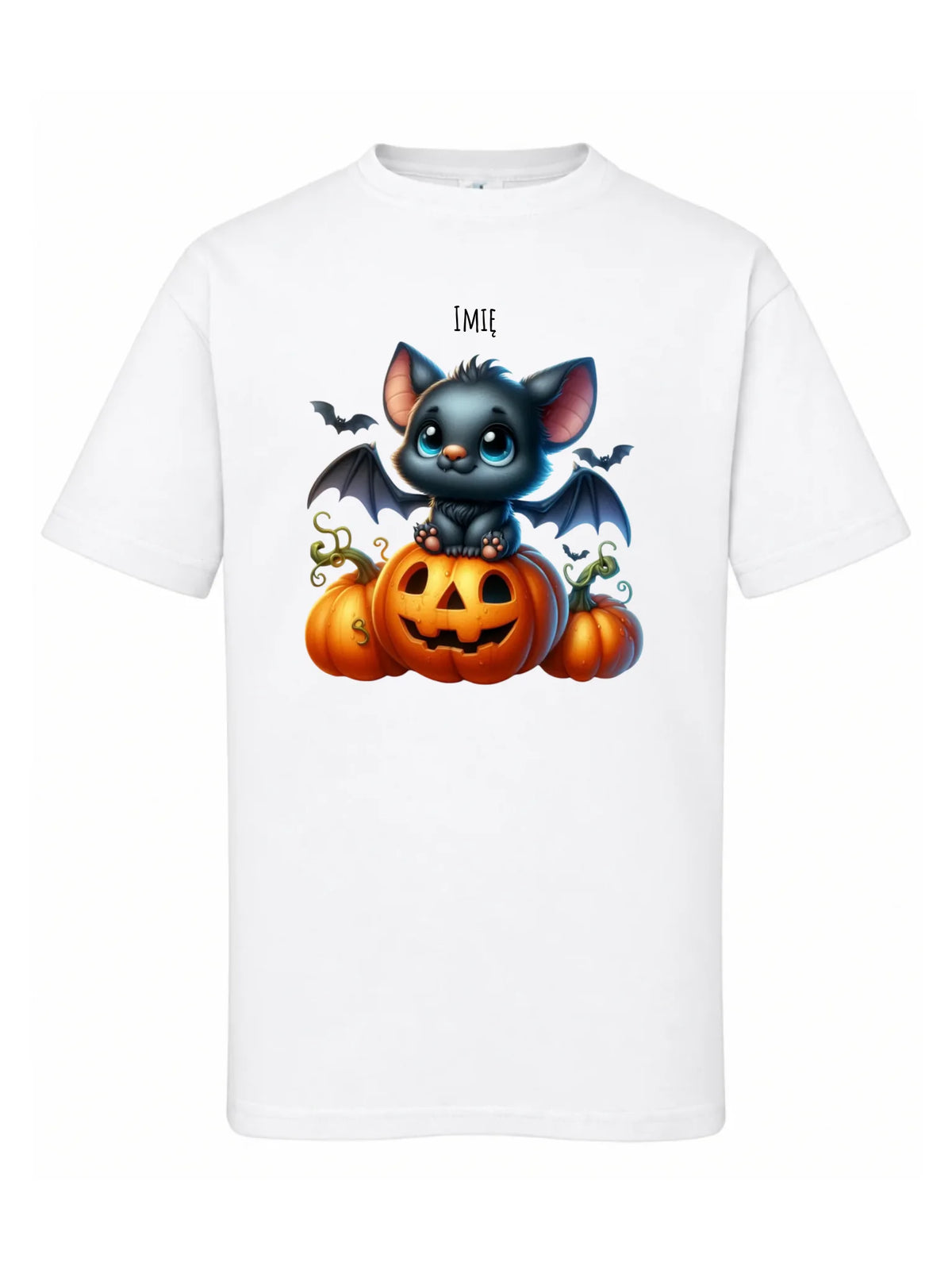 Koszulka dziecięca halloweenowa - Słodki nietoperz z dynią - personalizowana HL09