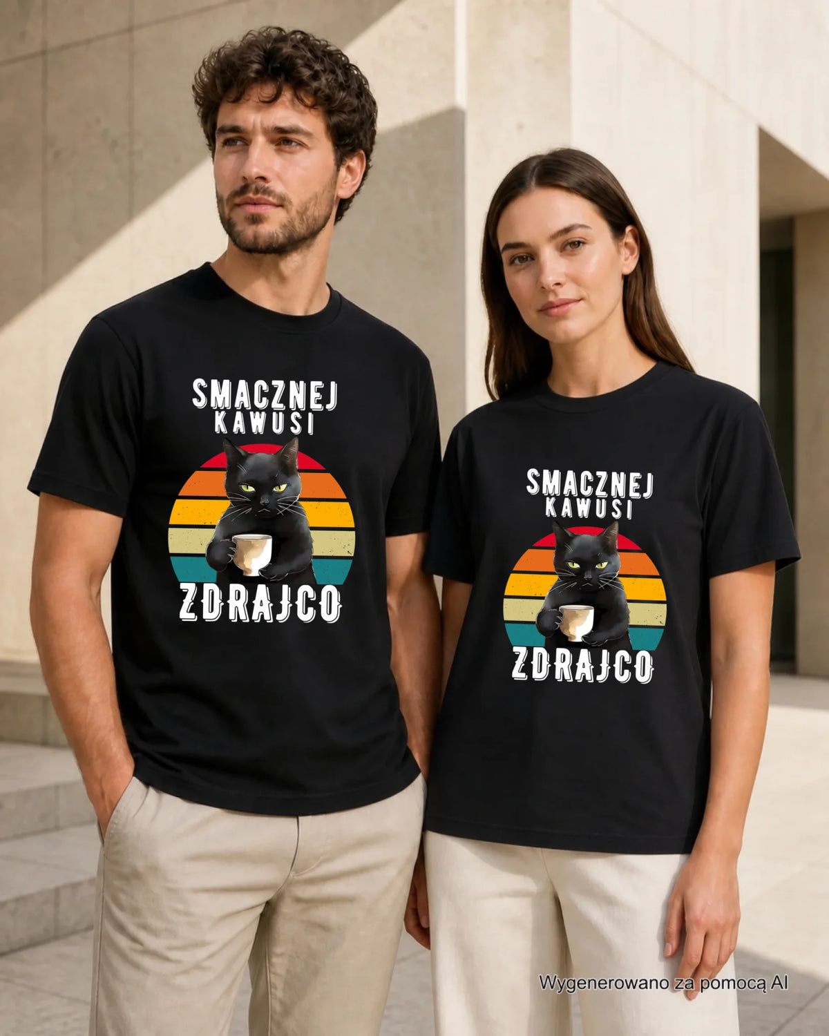 Prezent na pożegnanie z pracy czarna koszulka z nadrukiem - Smacznej kawusi Zdrajco