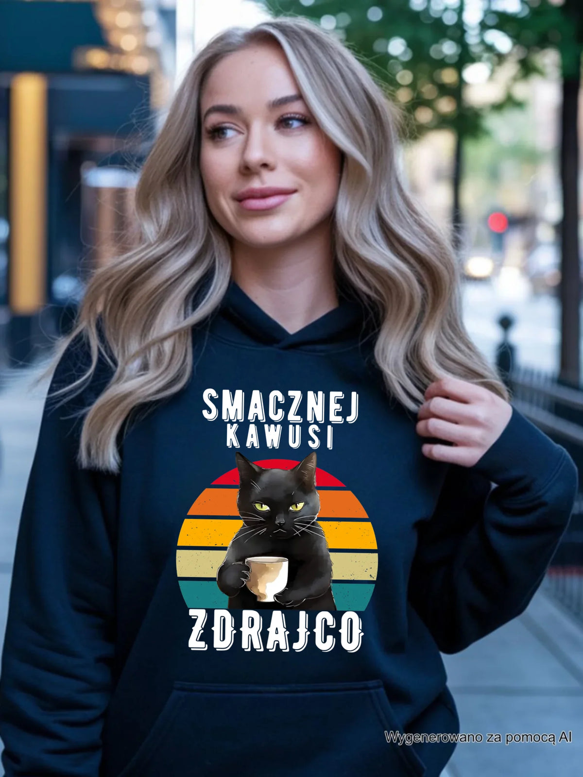 Bluza damska z kapturem na odejście z pracy - Smacznej kawusi Zdrajco