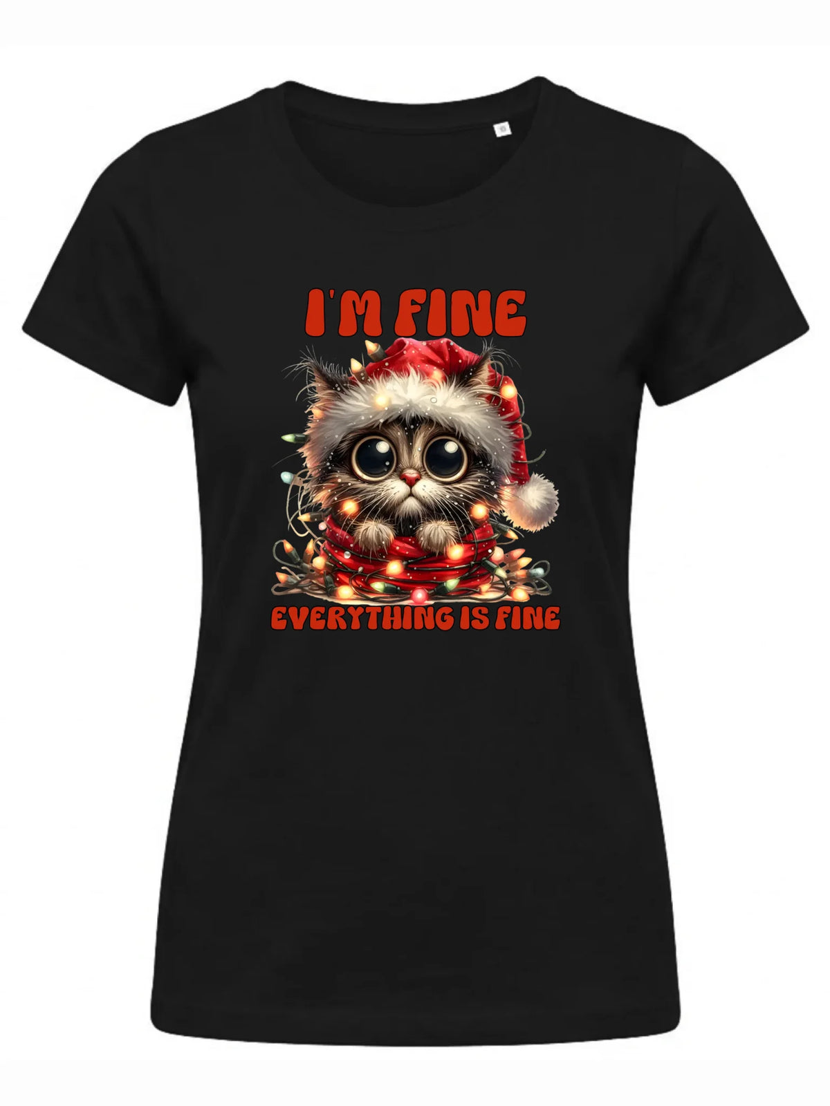 Koszulka damska świąteczna - Kotek I'm fine everything is fine BN67