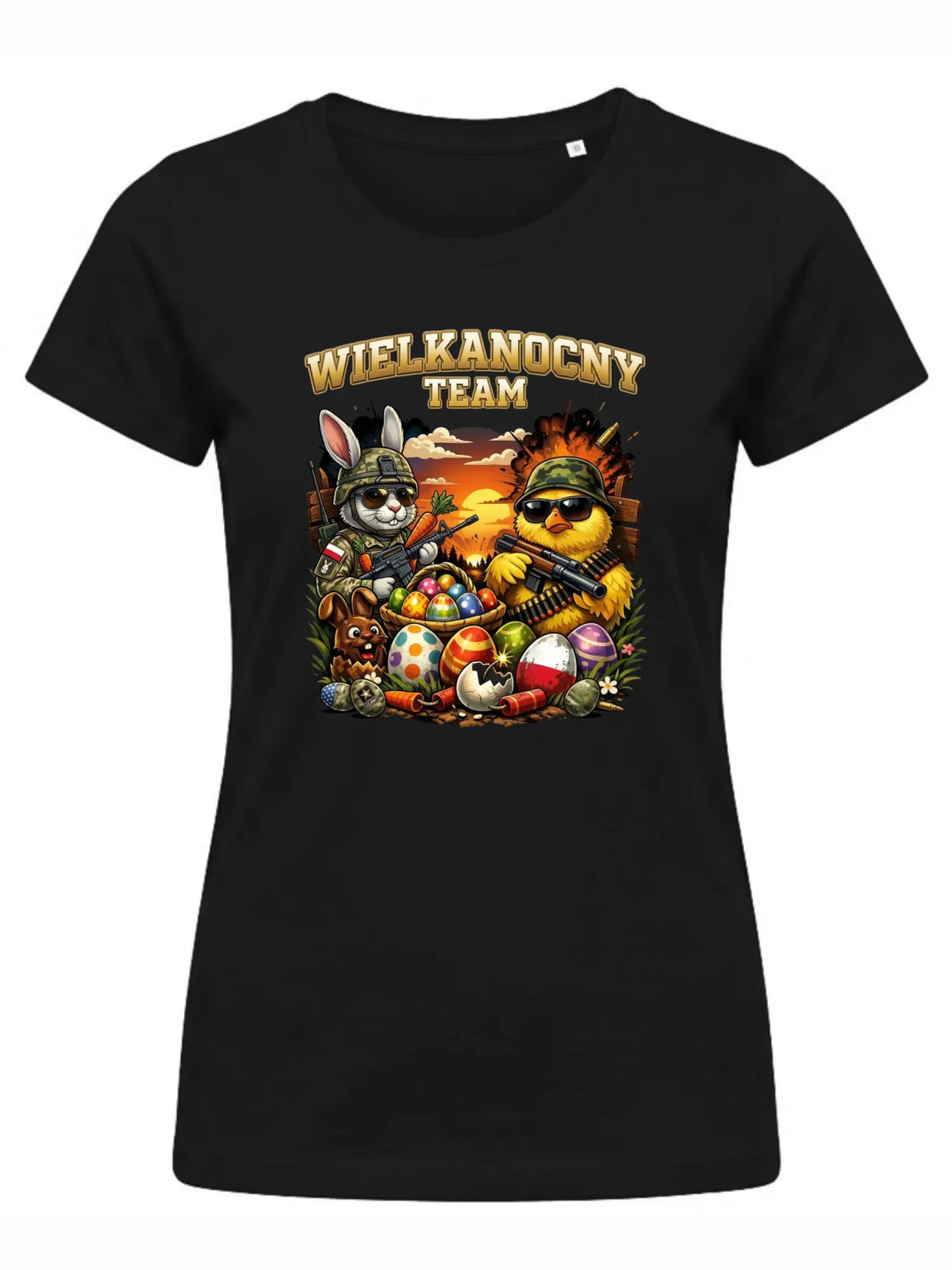 Koszulka damska na Wielkanoc - Kurczak i zając armia Wielkanocny Team WN37