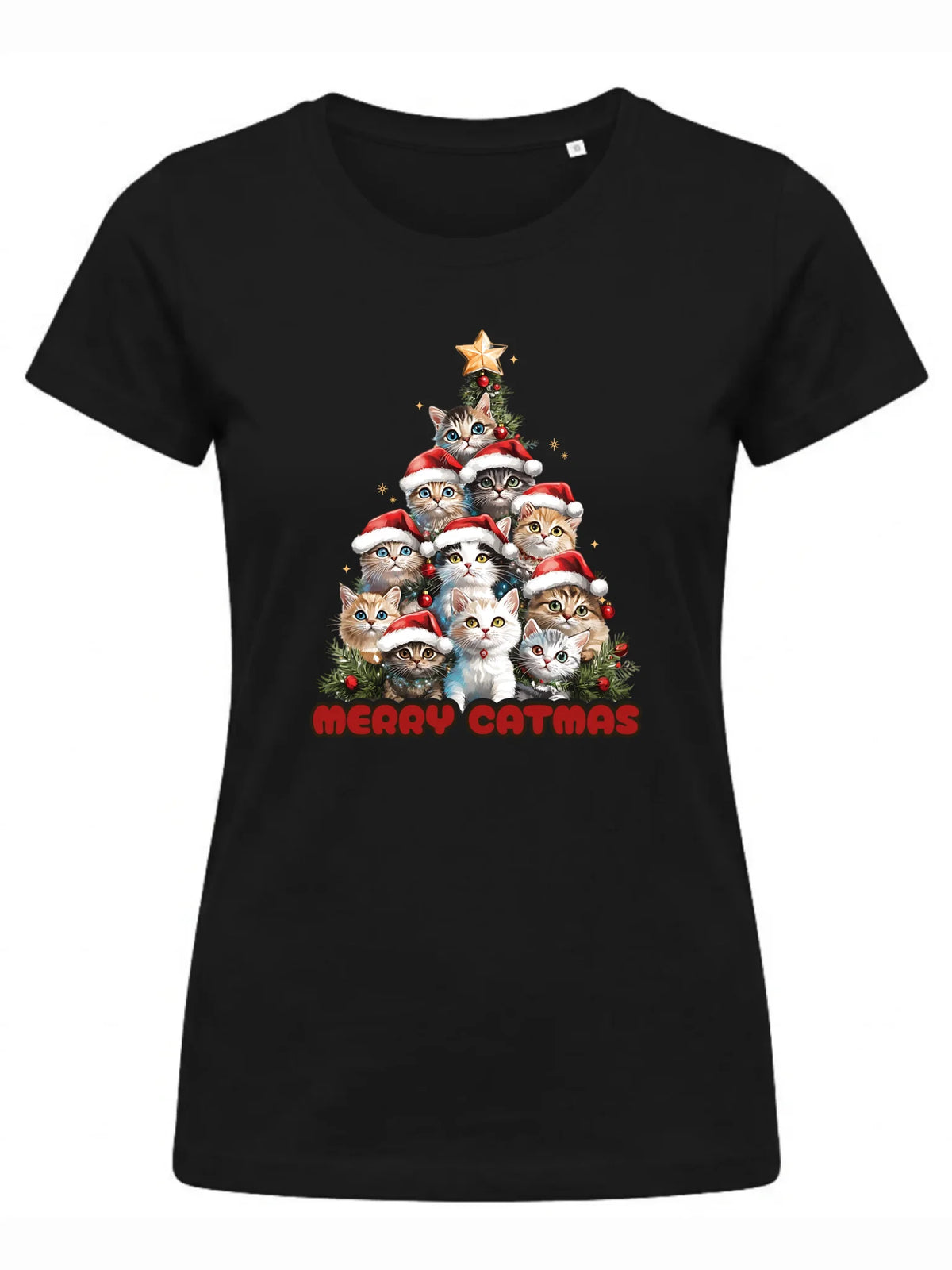 Koszulka damska świąteczna - Kocia choinka Merry Catmas BN20