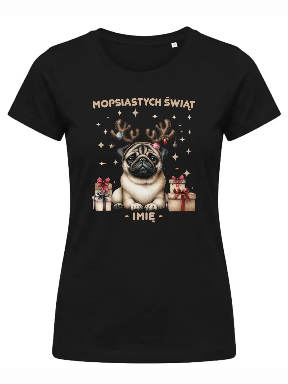 Koszulka damska świąteczna - Mops Mopsiastych świąt - personalizowana BN91