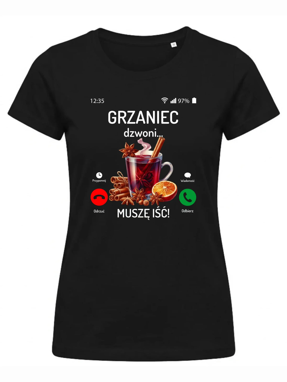 Koszulka damska świąteczna - Grzaniec dzwoni, muszę iść BN127
