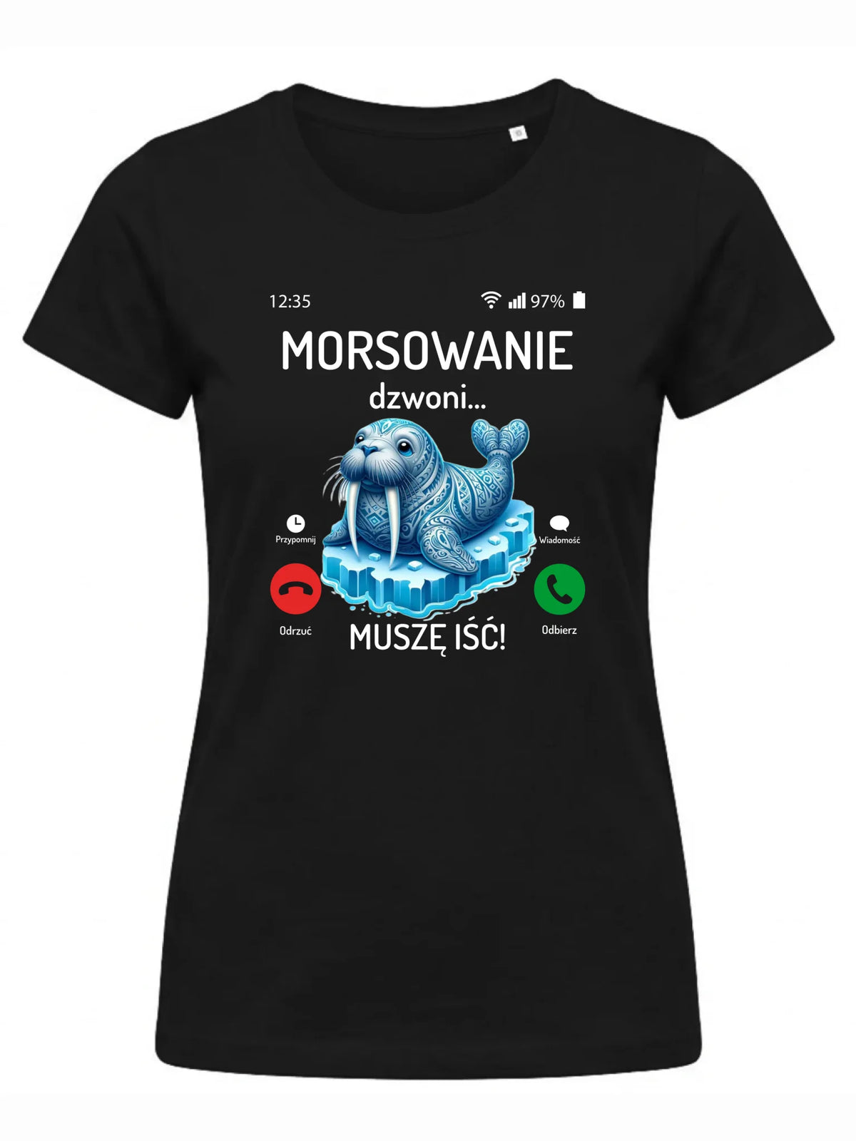 Koszulka damska - prezent dla morsa - Morsowanie dzwoni muszę iść - Mors HM04