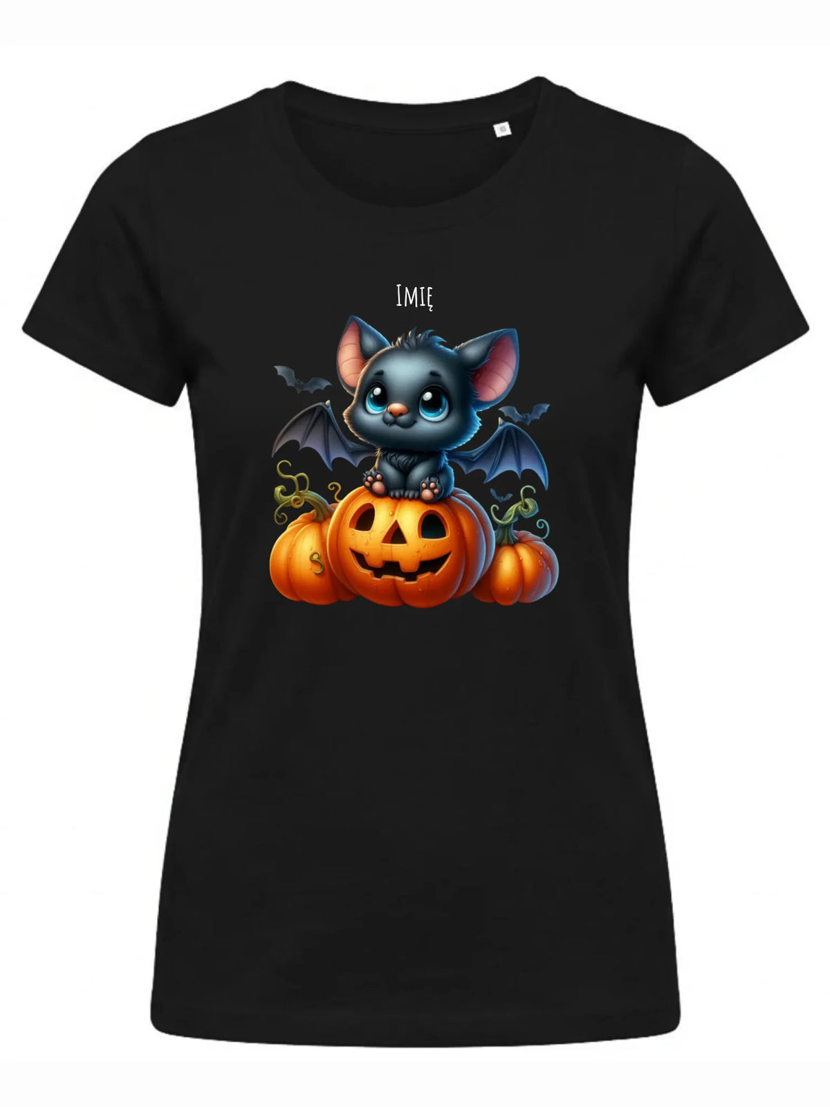 Koszulka damska halloweenowa - Słodki nietoperz z dynią - personalizowana HL09