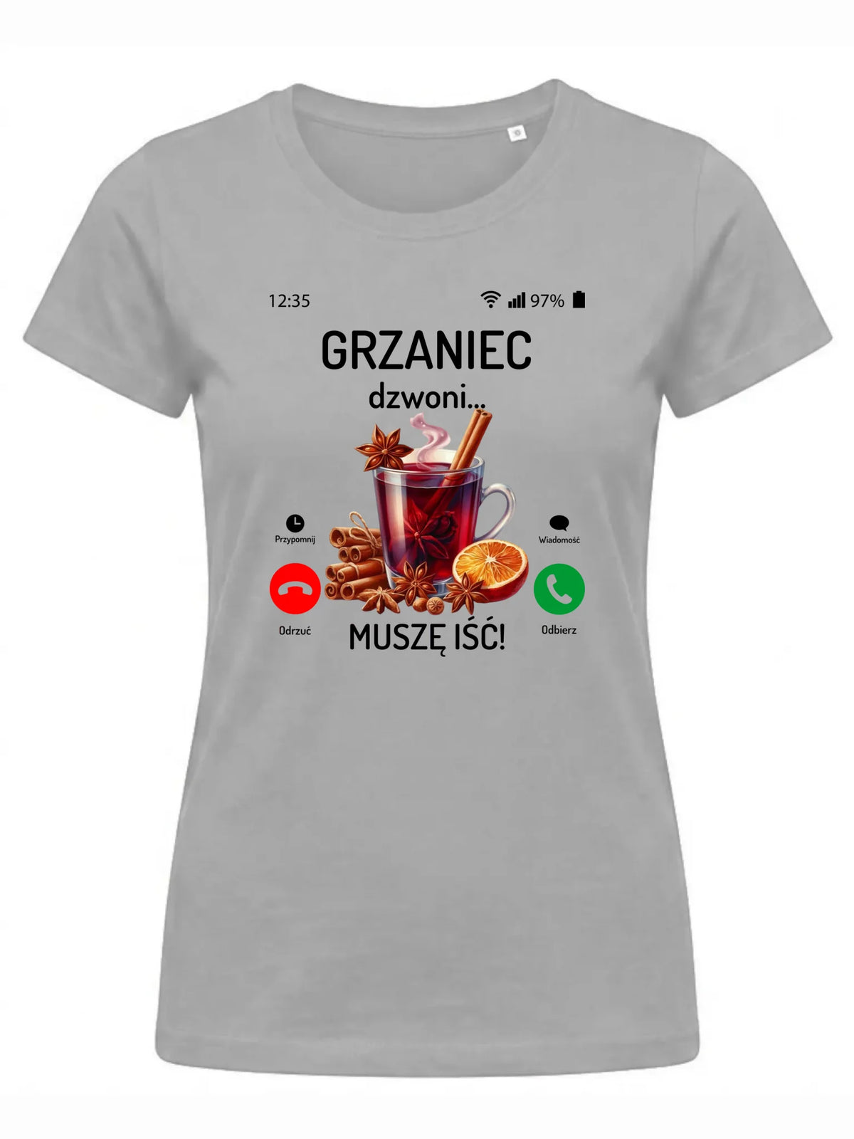 Koszulka damska świąteczna - Grzaniec dzwoni, muszę iść BN127