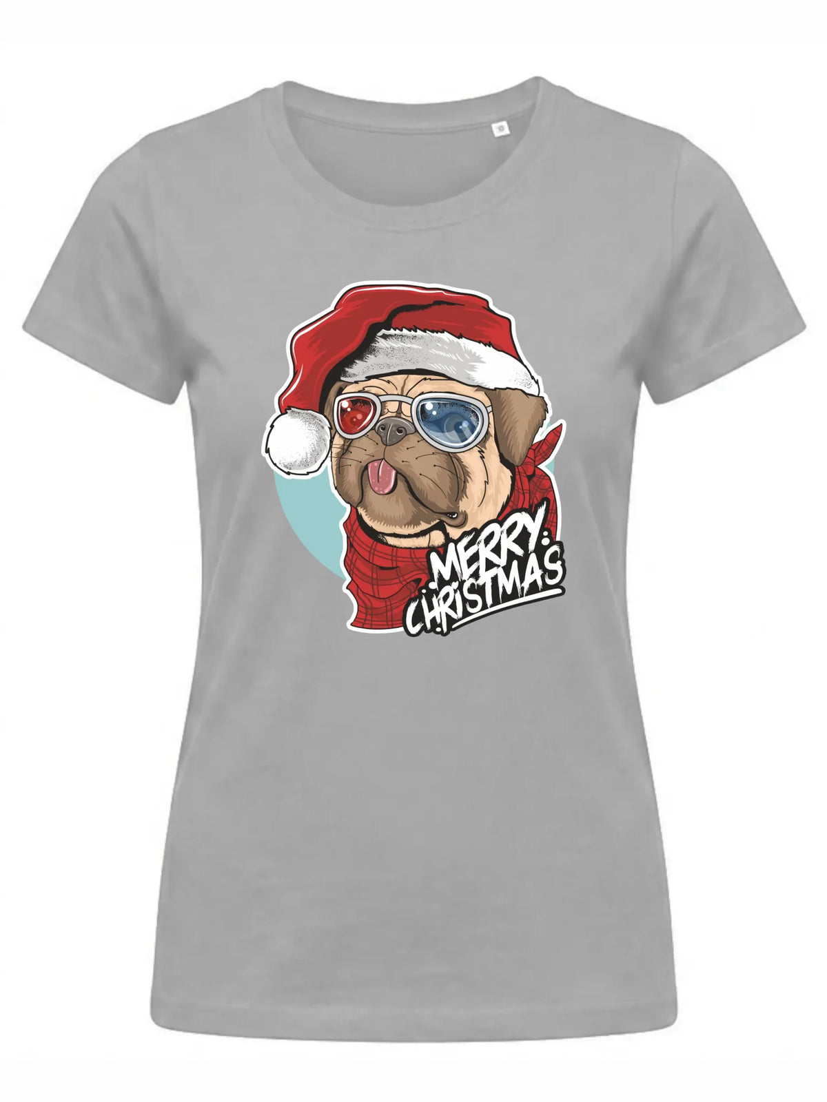 Koszulka damska świąteczna - Mops Merry Christmas BN62