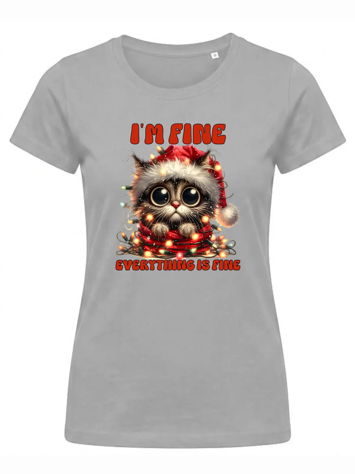 Koszulka damska świąteczna - Kotek I'm fine everything is fine BN67