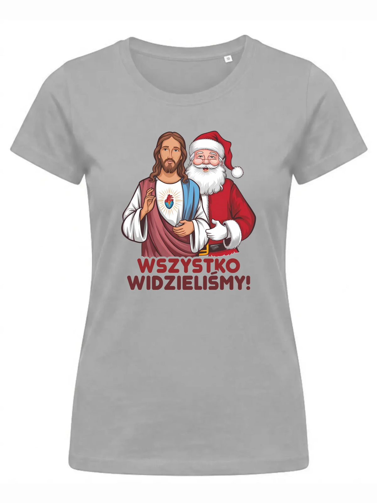 Koszulka damska świąteczna - Jezus i Mikołaj Wszystko widzieliśmy BN89