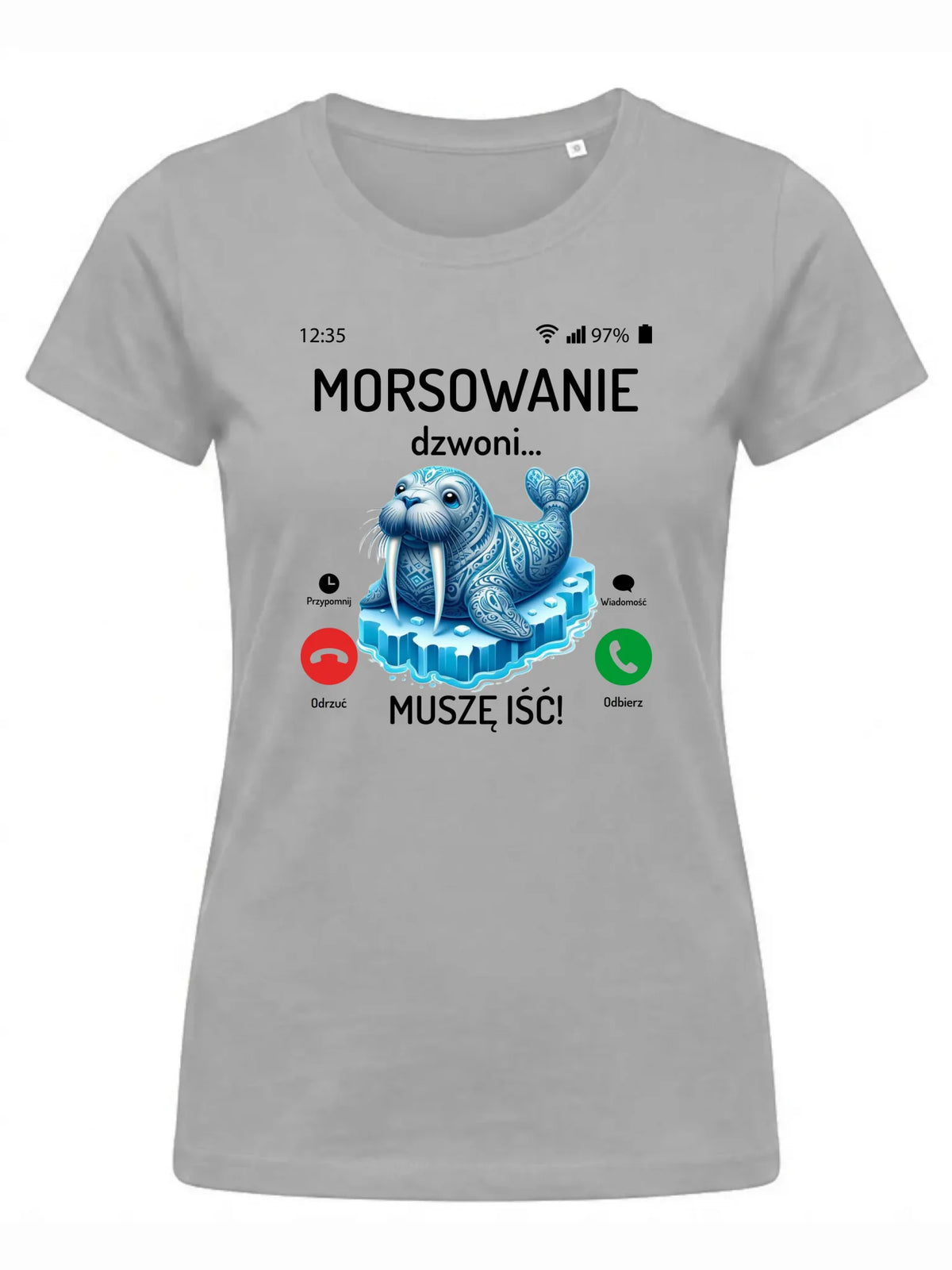 Koszulka damska - prezent dla morsa - Morsowanie dzwoni muszę iść - Mors HM04