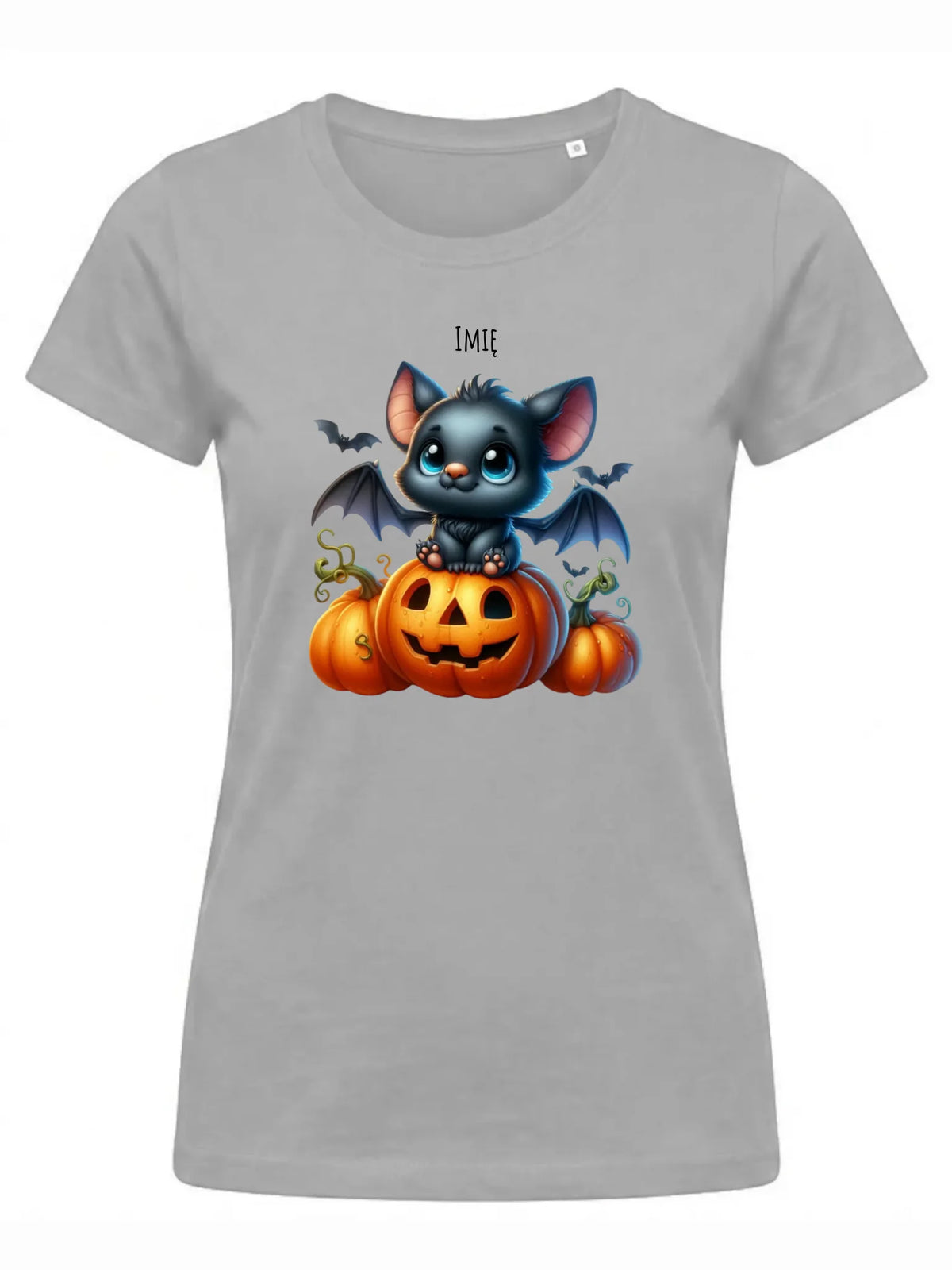 Koszulka damska halloweenowa - Słodki nietoperz z dynią - personalizowana HL09