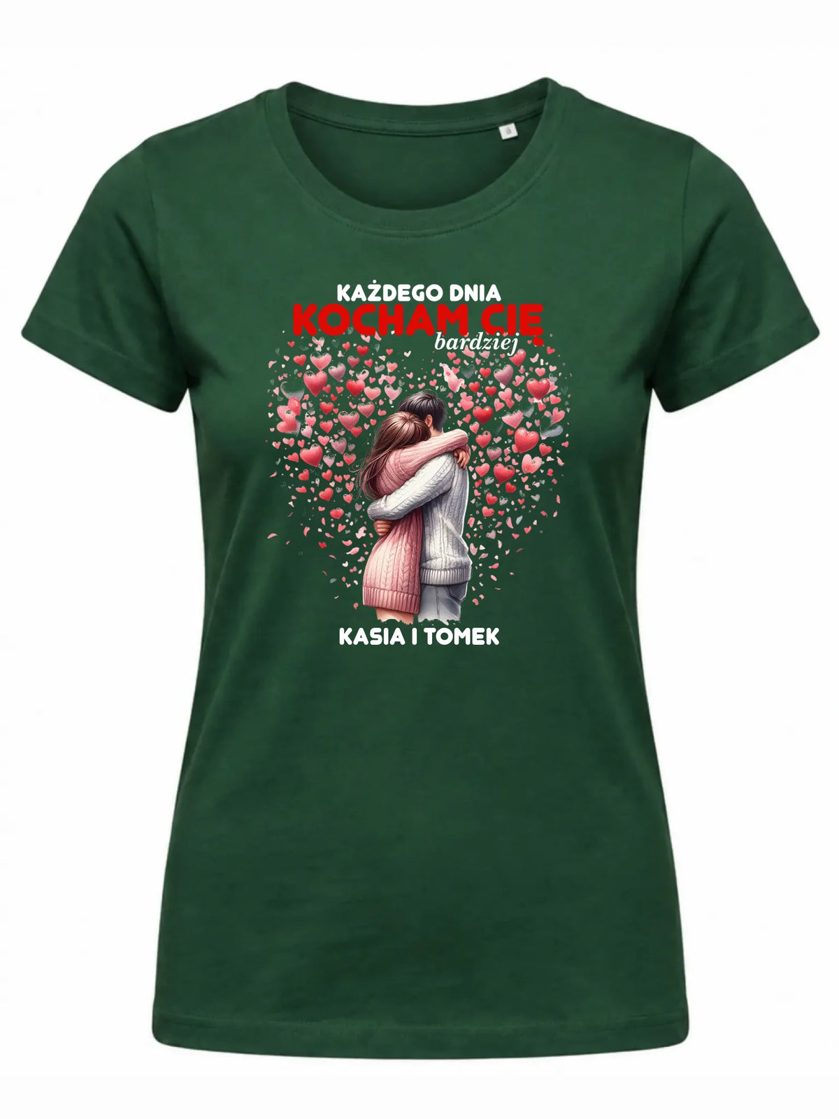 Koszulka damska dla par - Każdego dnia kocham Cię bardziej - personalizowana W09