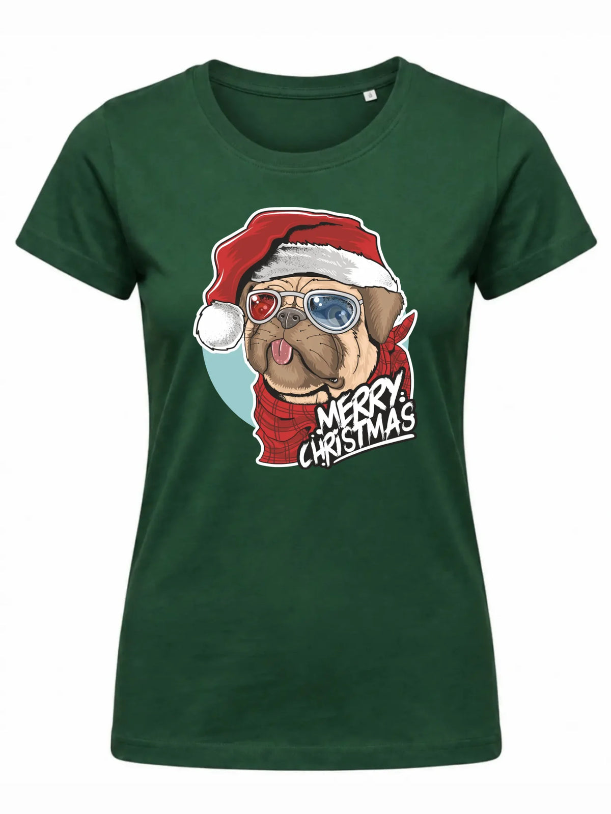 Koszulka damska świąteczna - Mops Merry Christmas BN62