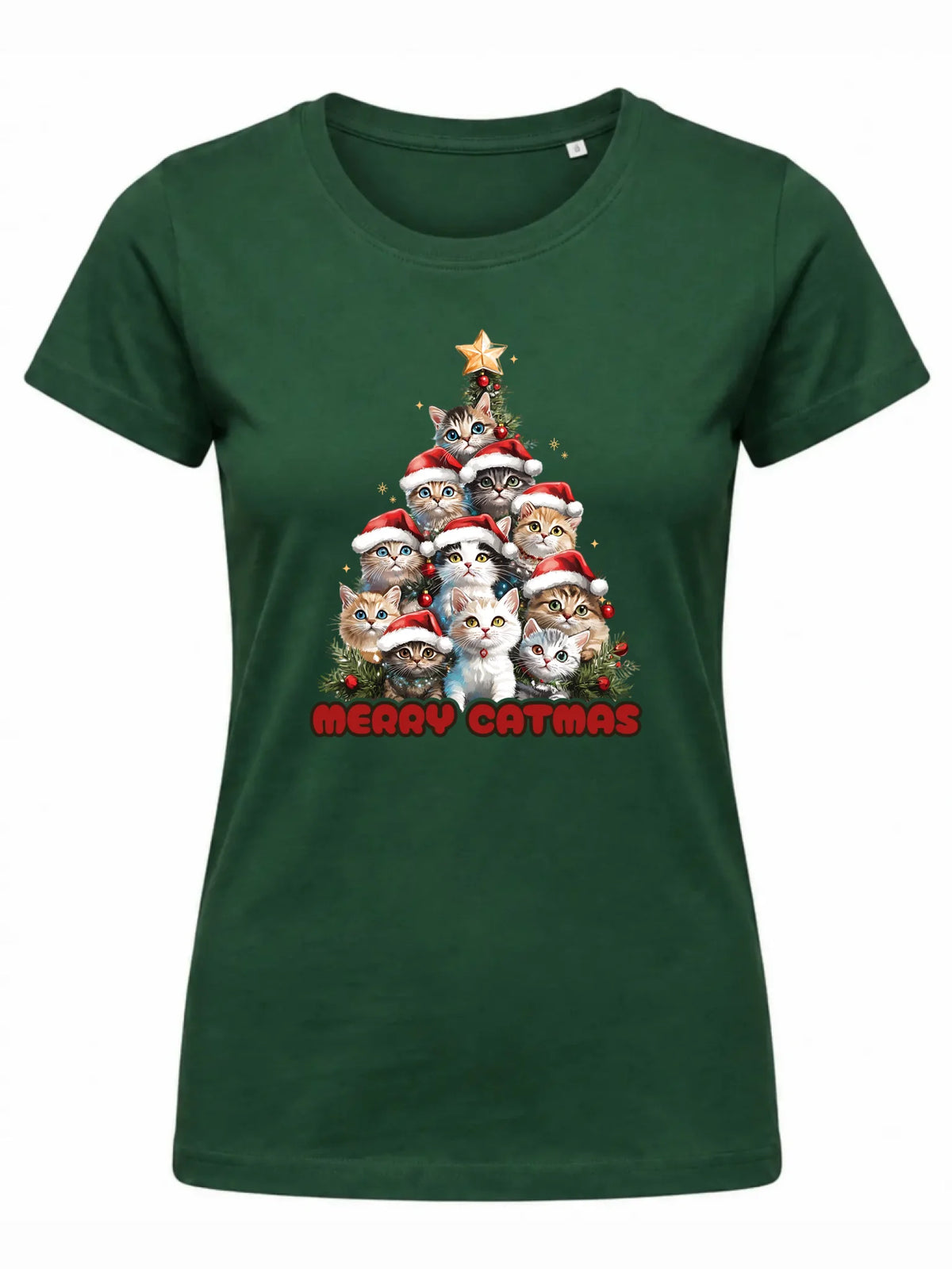 Koszulka damska świąteczna - Kocia choinka Merry Catmas BN20