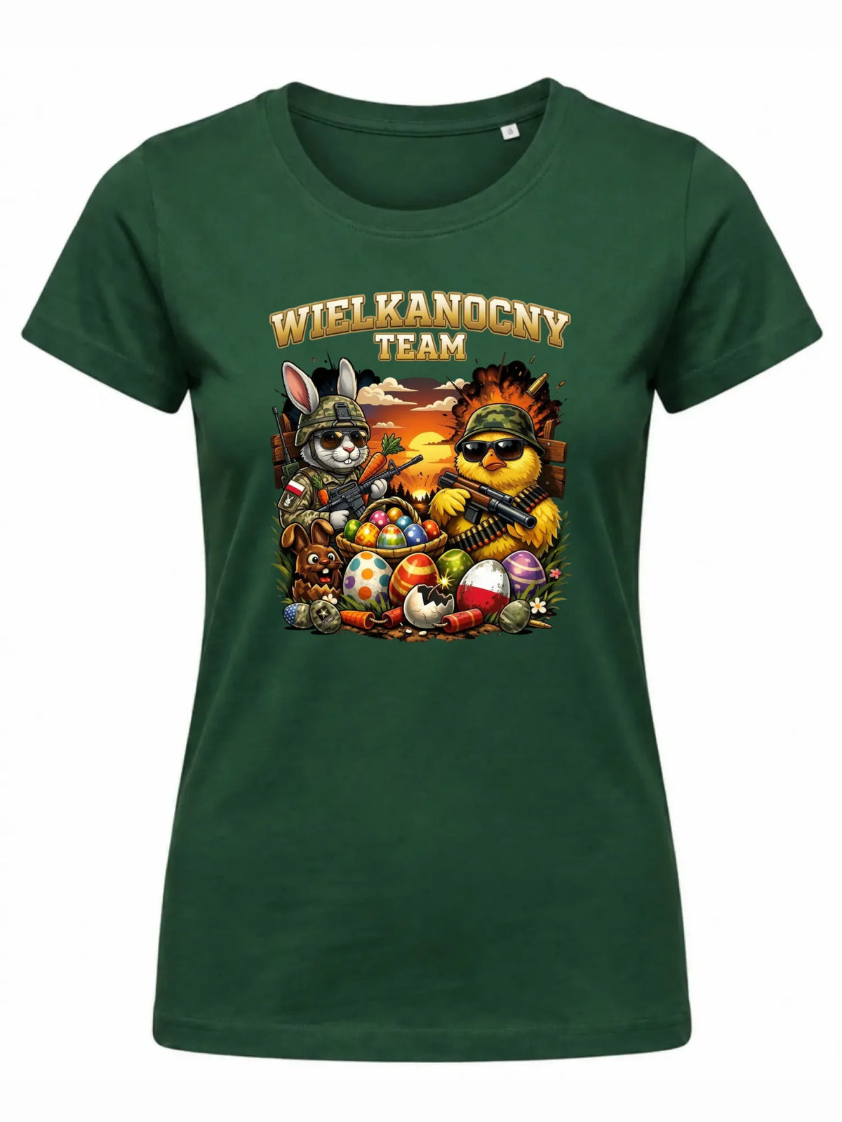 Koszulka damska na Wielkanoc - Kurczak i zając armia Wielkanocny Team WN37