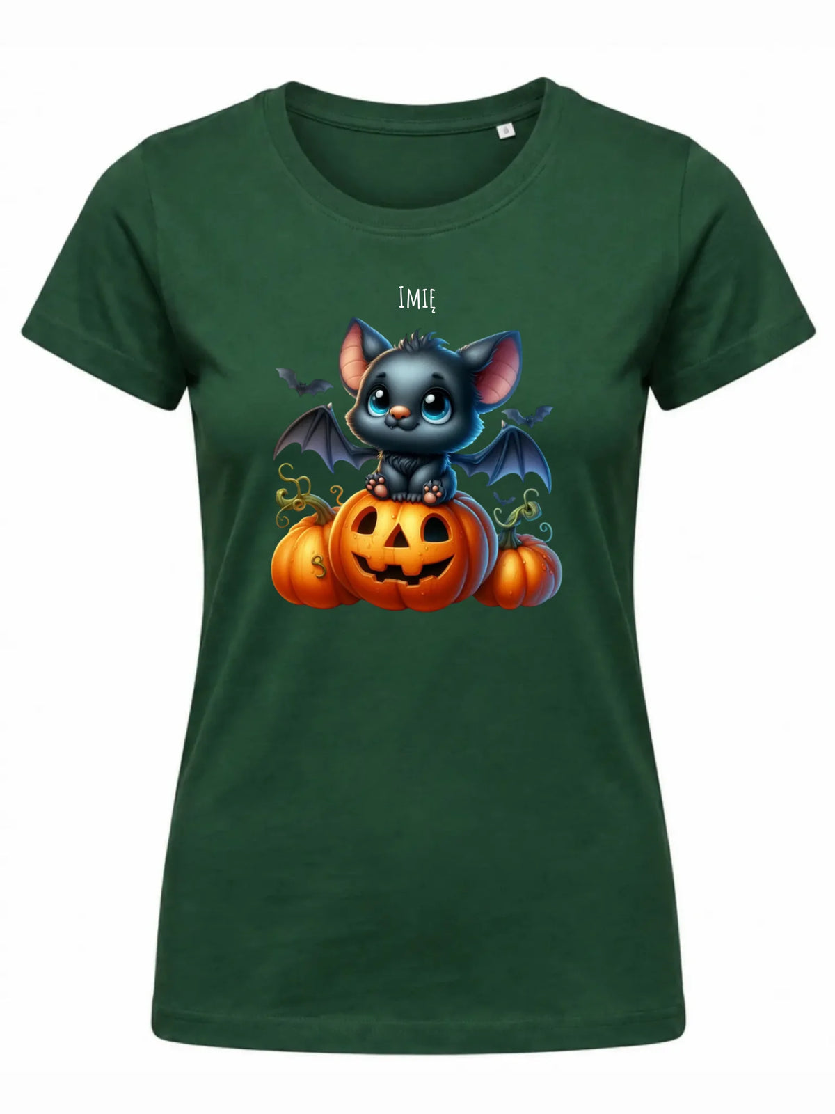 Koszulka damska halloweenowa - Słodki nietoperz z dynią - personalizowana HL09