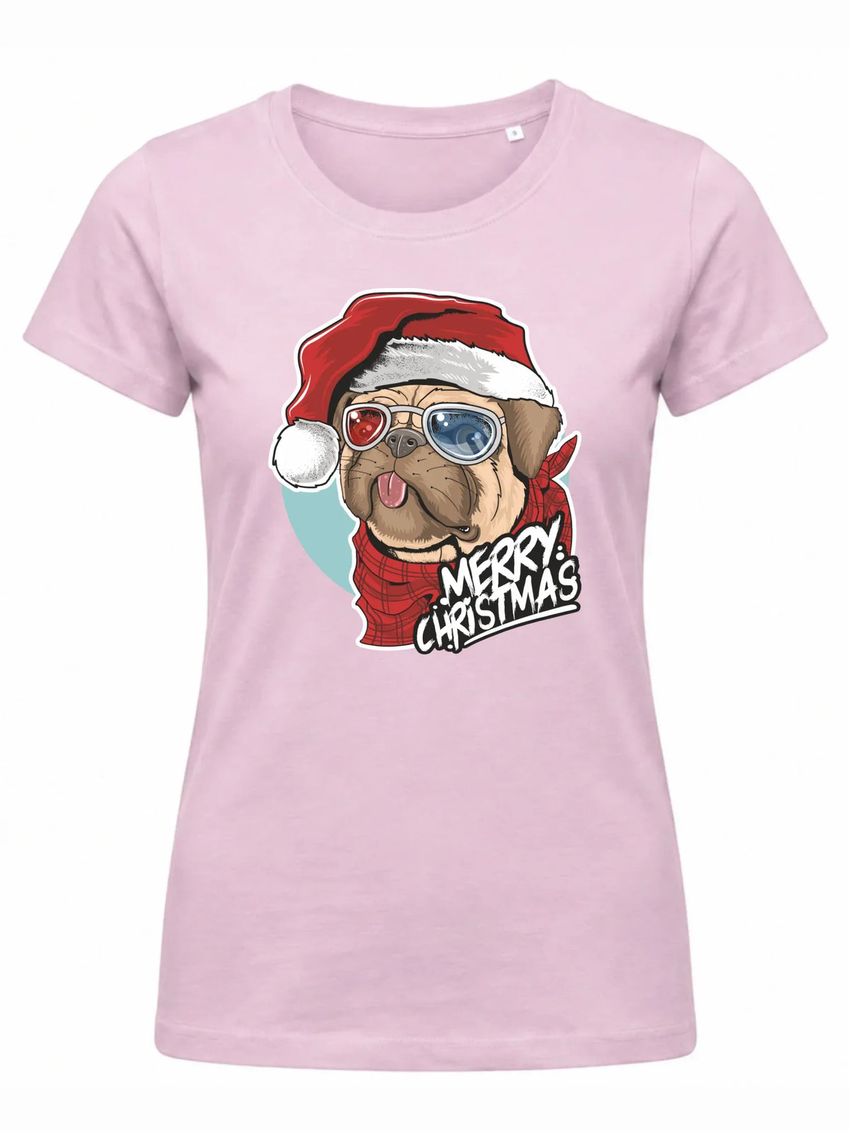 Koszulka damska świąteczna - Mops Merry Christmas BN62