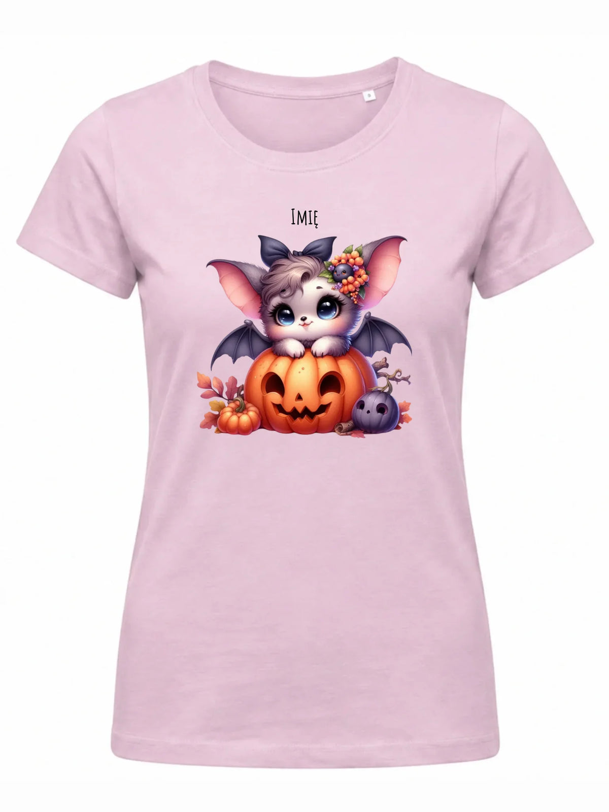 Koszulka damska halloweenowa - Uroczy nietoperz z dynią - personalizowana HL08