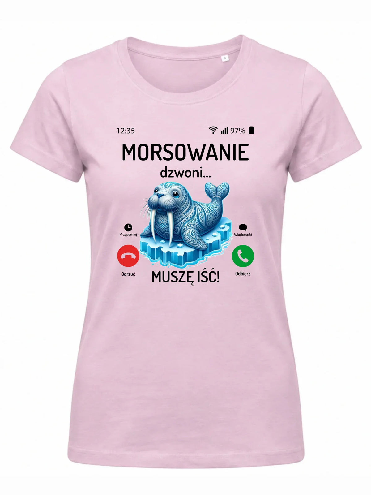 Koszulka damska - prezent dla morsa - Morsowanie dzwoni muszę iść - Mors HM04