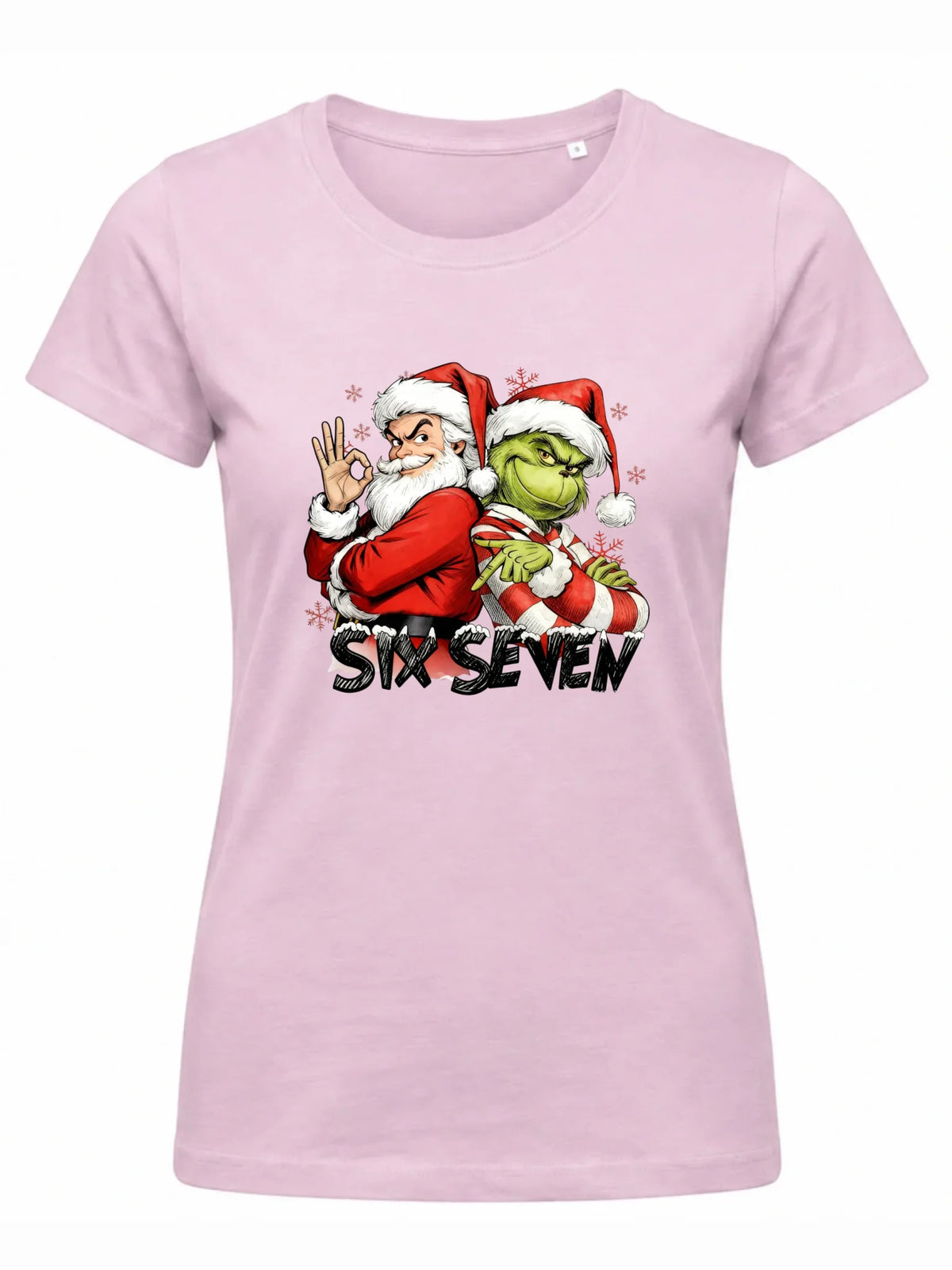 Koszulka damska świąteczna - Mikołaj i Grinch six seven 67 BN148