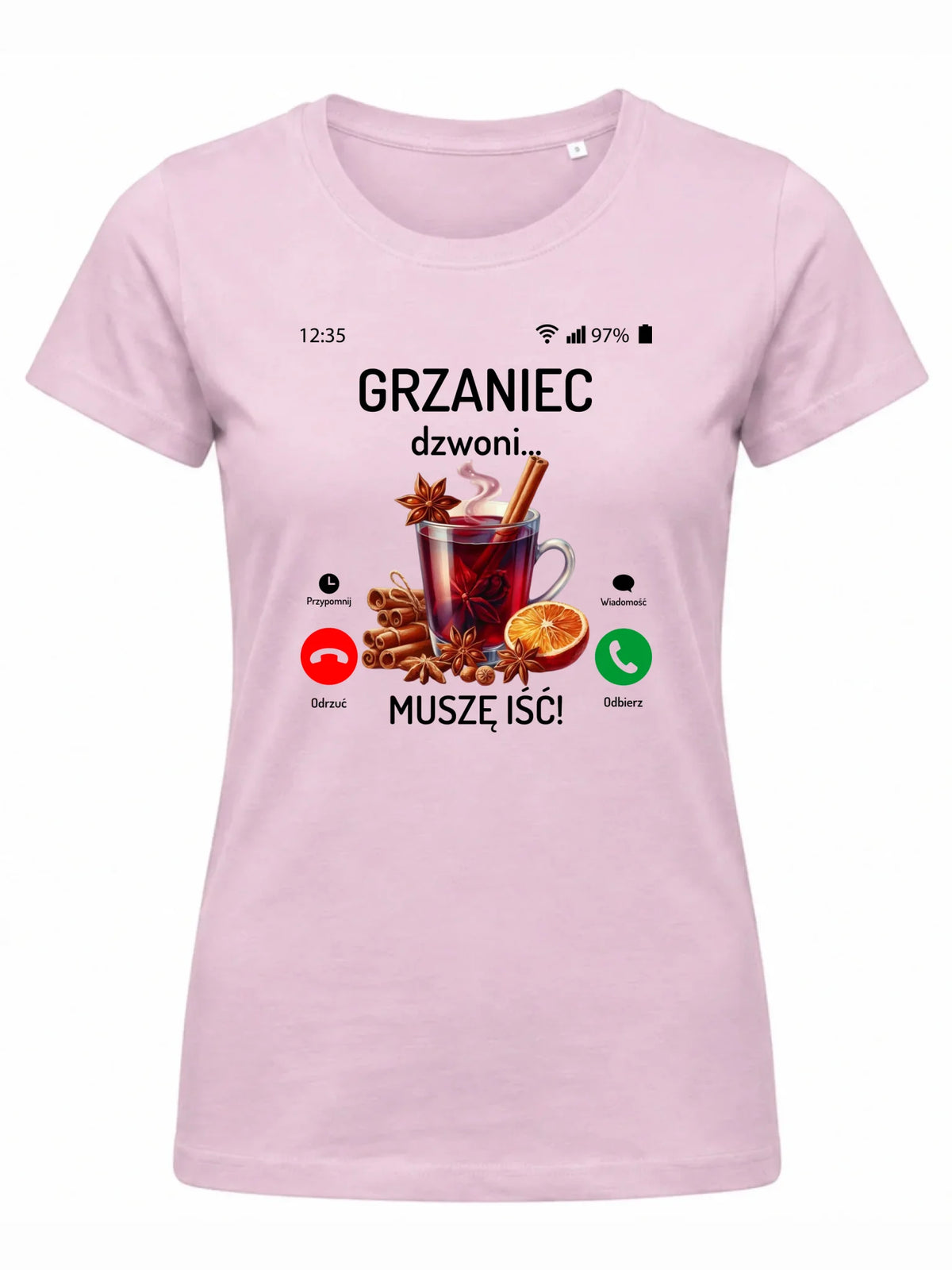 Koszulka damska świąteczna - Grzaniec dzwoni, muszę iść BN127