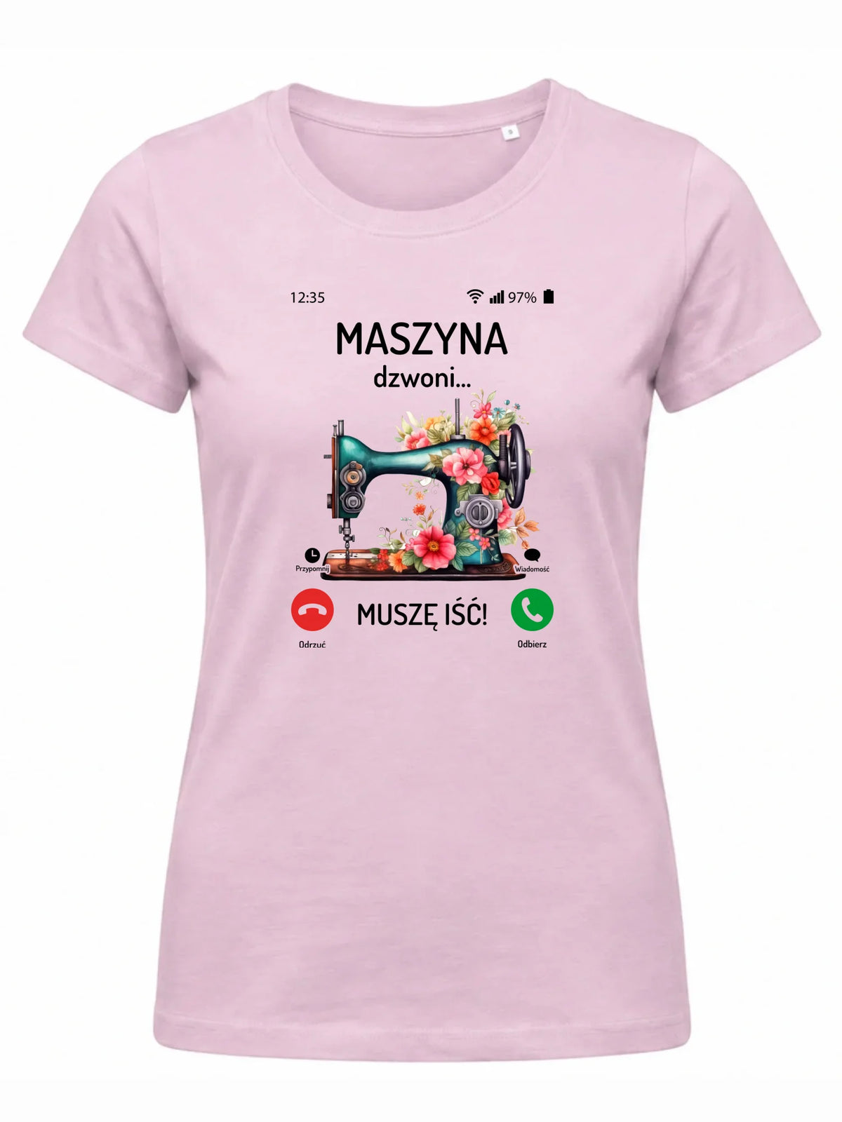 Koszulka damska szyciowa dla krawcowej - Maszyna dzwoni muszę iść HS05