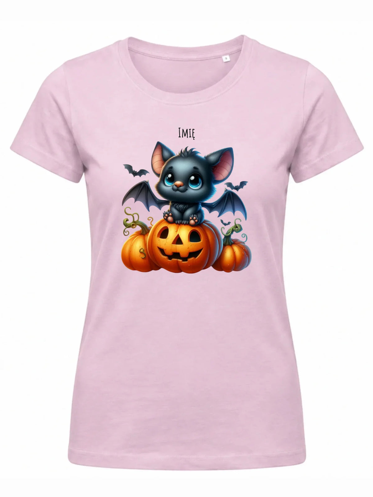 Koszulka damska halloweenowa - Słodki nietoperz z dynią - personalizowana HL09