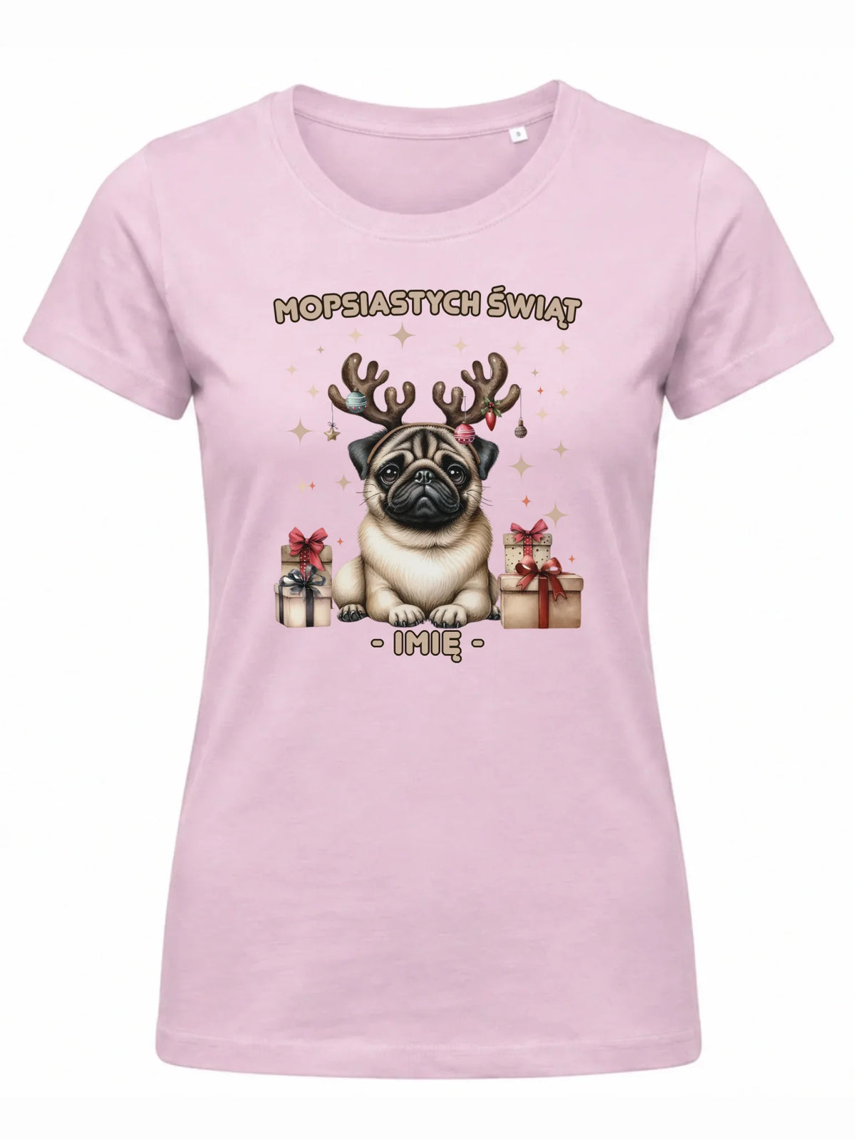 Koszulka damska świąteczna - Mops Mopsiastych świąt - personalizowana BN91
