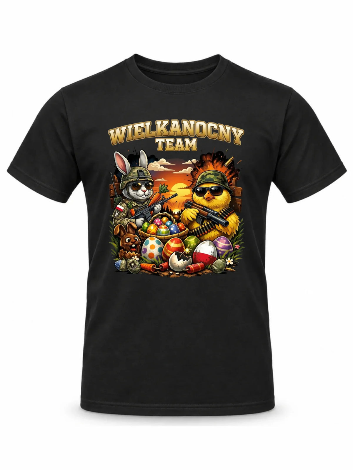Koszulka męska na Wielkanoc - Kurczak i zając armia Wielkanocny Team WN37