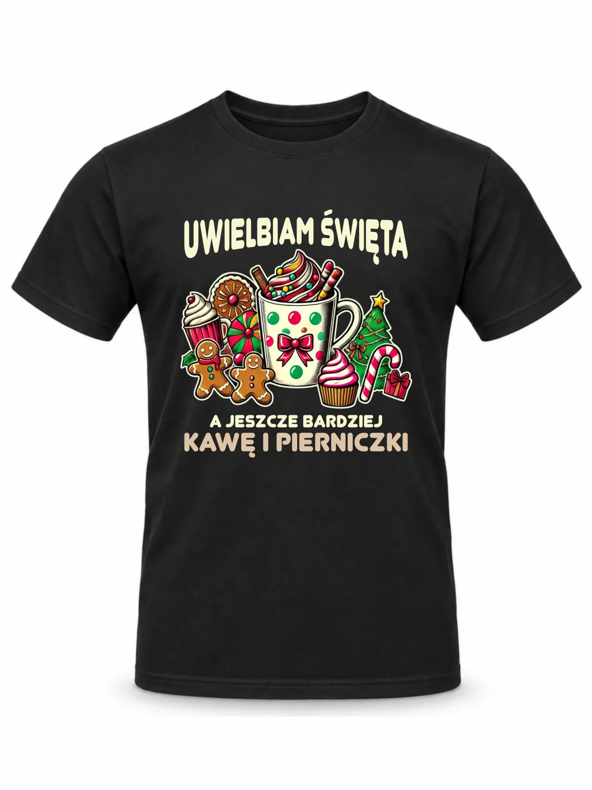 Koszulka męska świąteczna - Uwielbiam święta kawę i pierniczki BN47