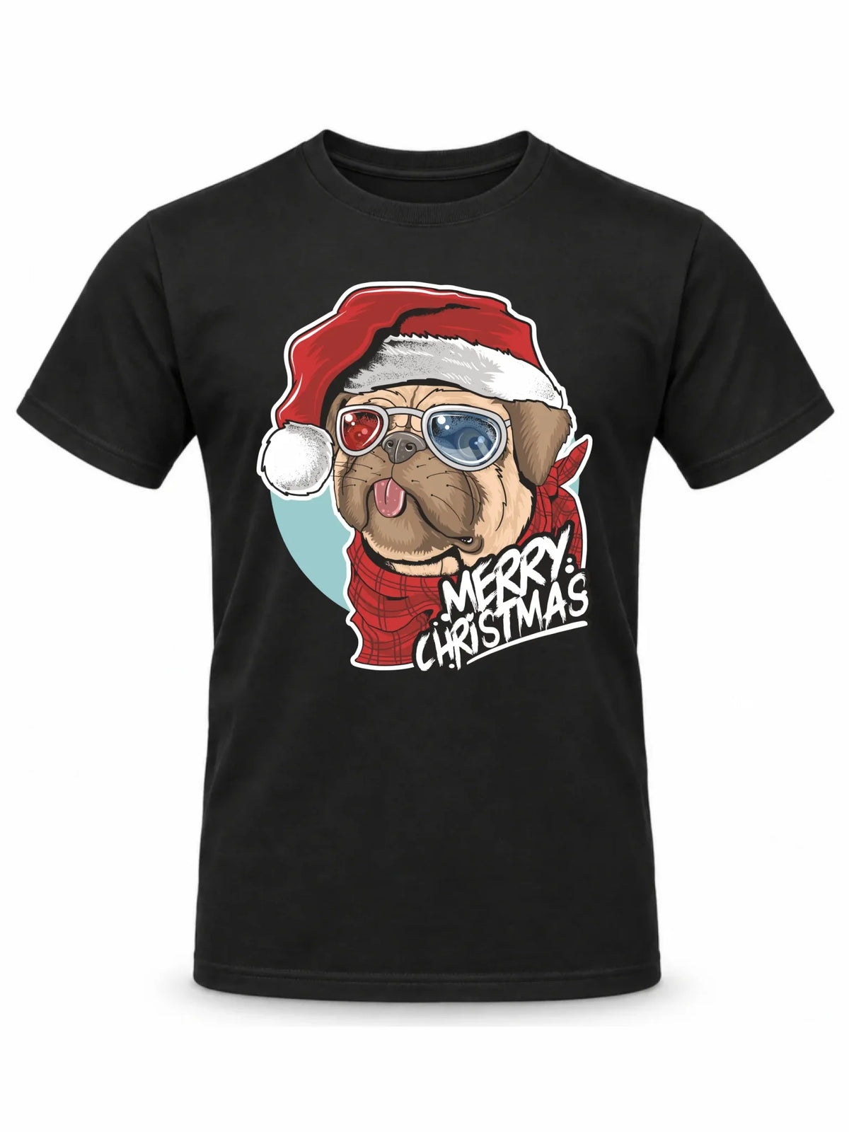 Koszulka męska świąteczna - Mops Merry Christmas BN62