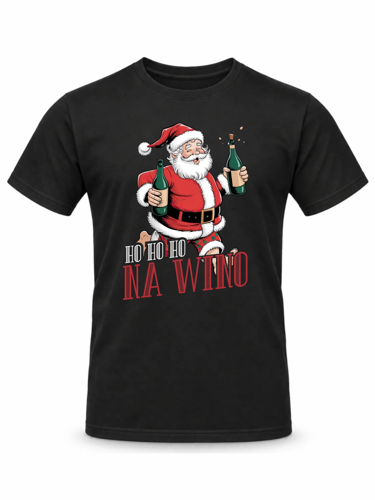 Koszulka męska świąteczna - Mikołaj Ho ho ho na wino BN61