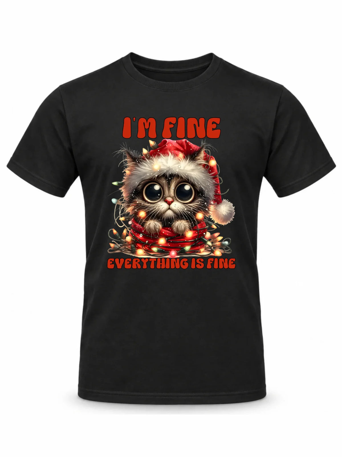 Koszulka męska świąteczna - Kotek I'm fine everything is fine BN67