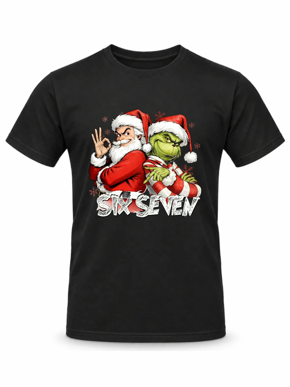 Koszulka męska świąteczna - Mikołaj i Grinch six seven 67 BN148